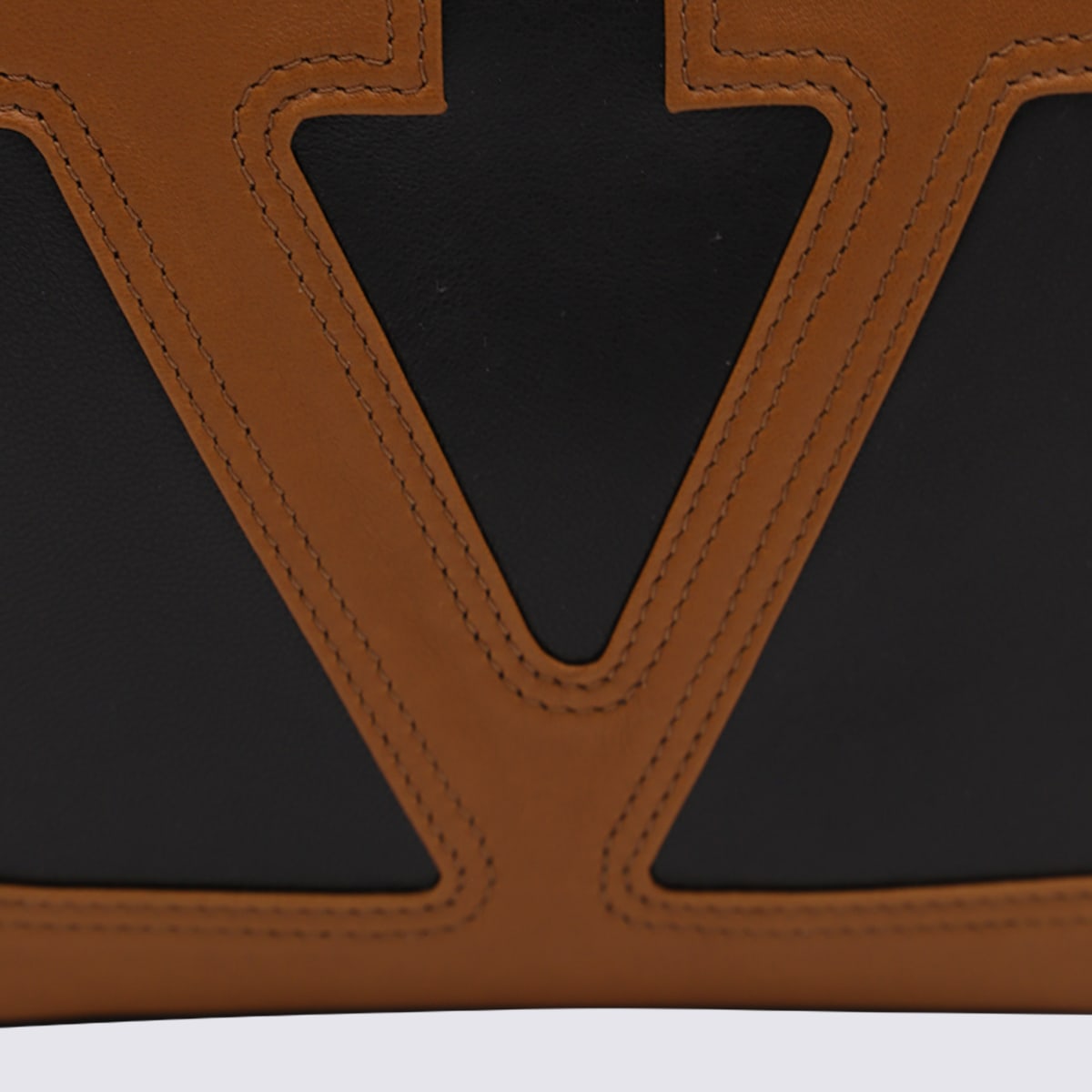 Valentino Brown And Black Leather Crossbody Bag In Multi