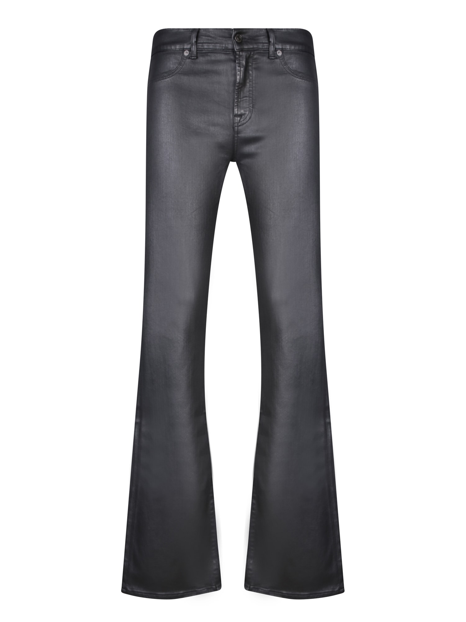 7 For All Mankind Black Coated Stretch Bootcut Jeans