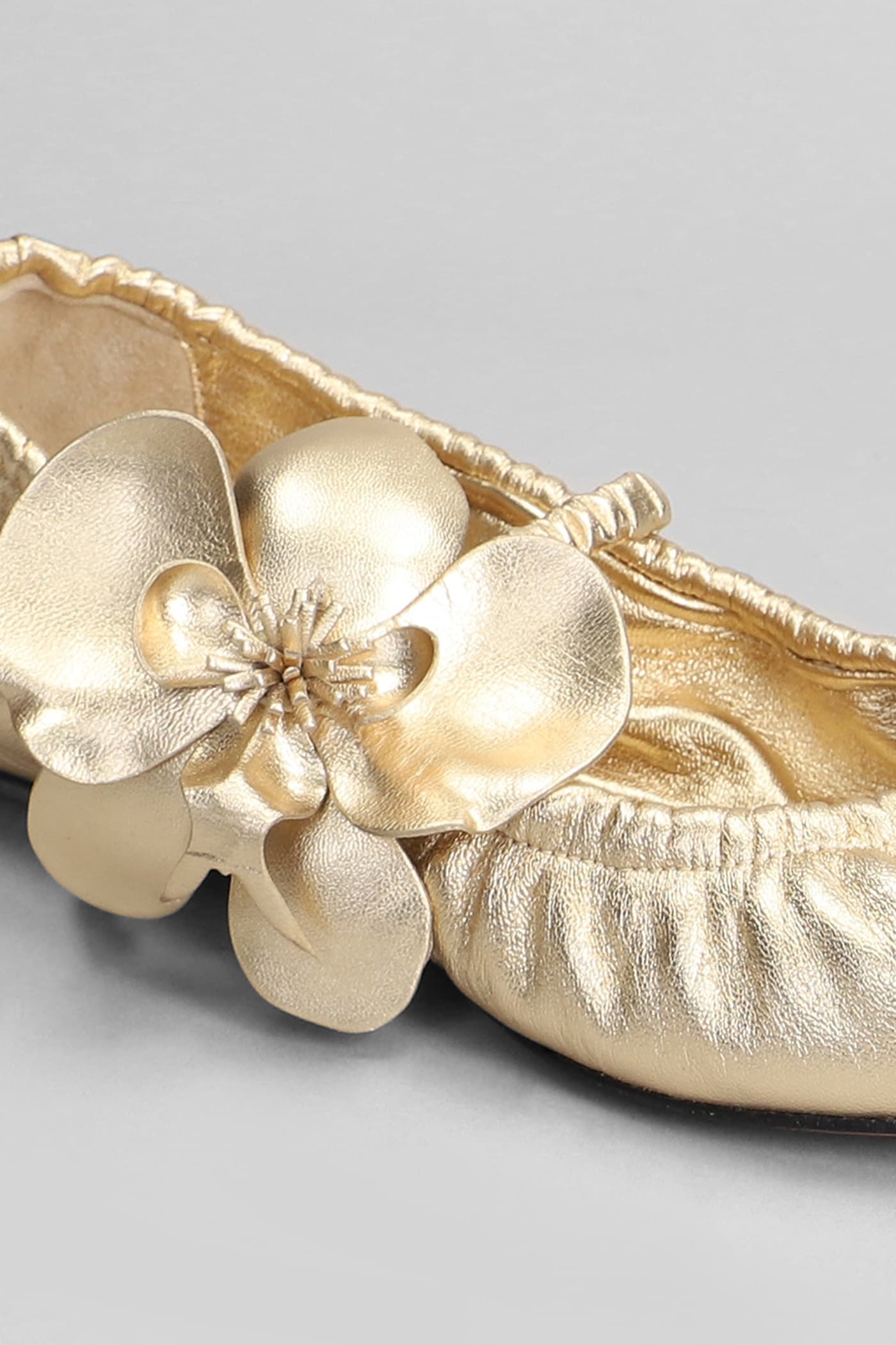 Shop Zimmermann Ballet Flats In Gold Leather In Golden