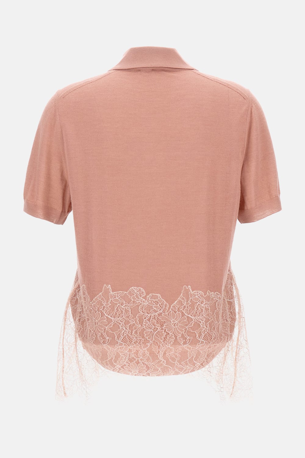 Fendi Lace-insert Polo Top In Pink