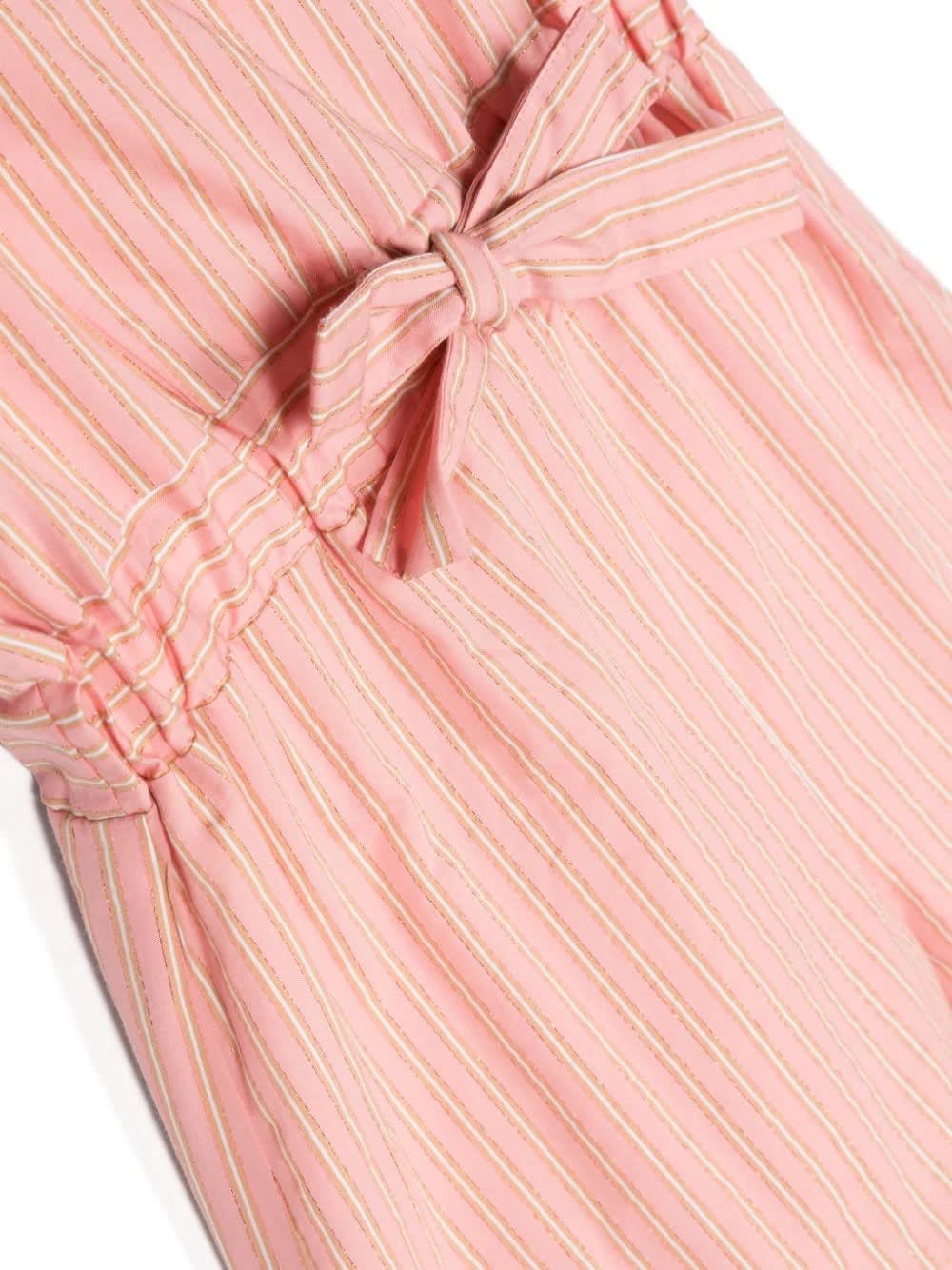 Shop Simonetta Pink Lamé Striped Short Jumpsuit With Lace