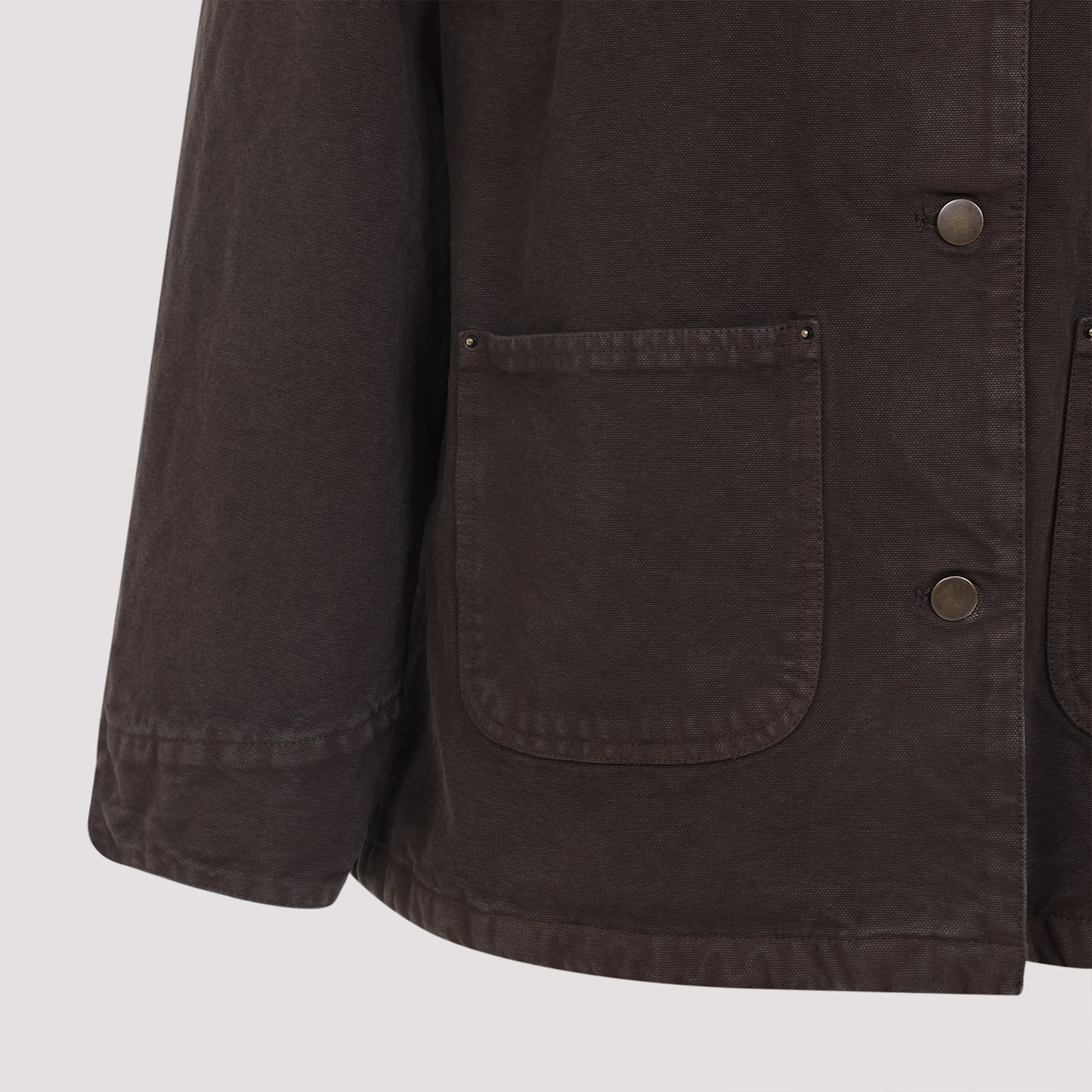 Prada Canvas Cotton Jacket Leather Collar In Brown