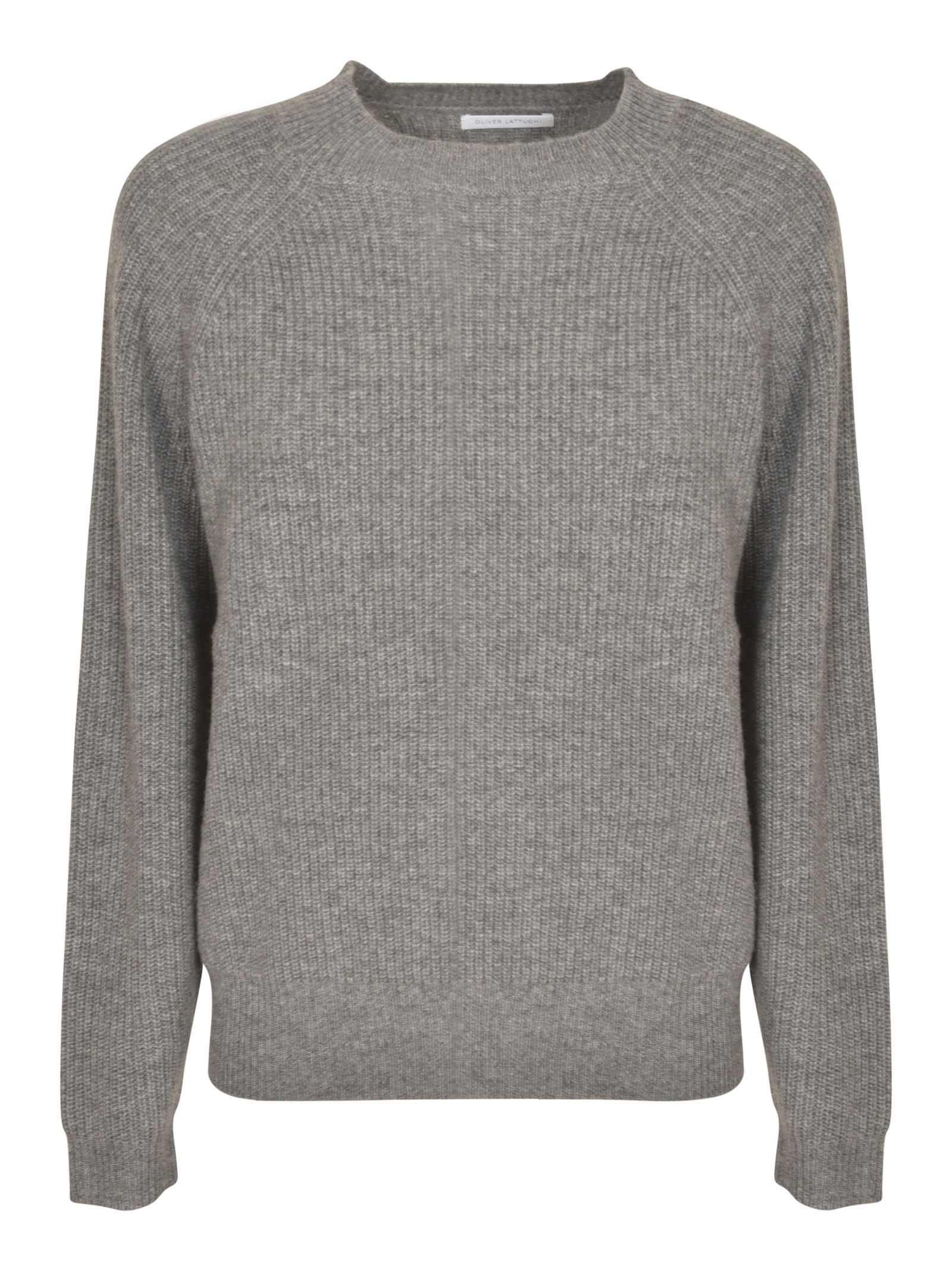 Shop Oliver Lattughi Rib Trim Plain Knit Sweater In Slate