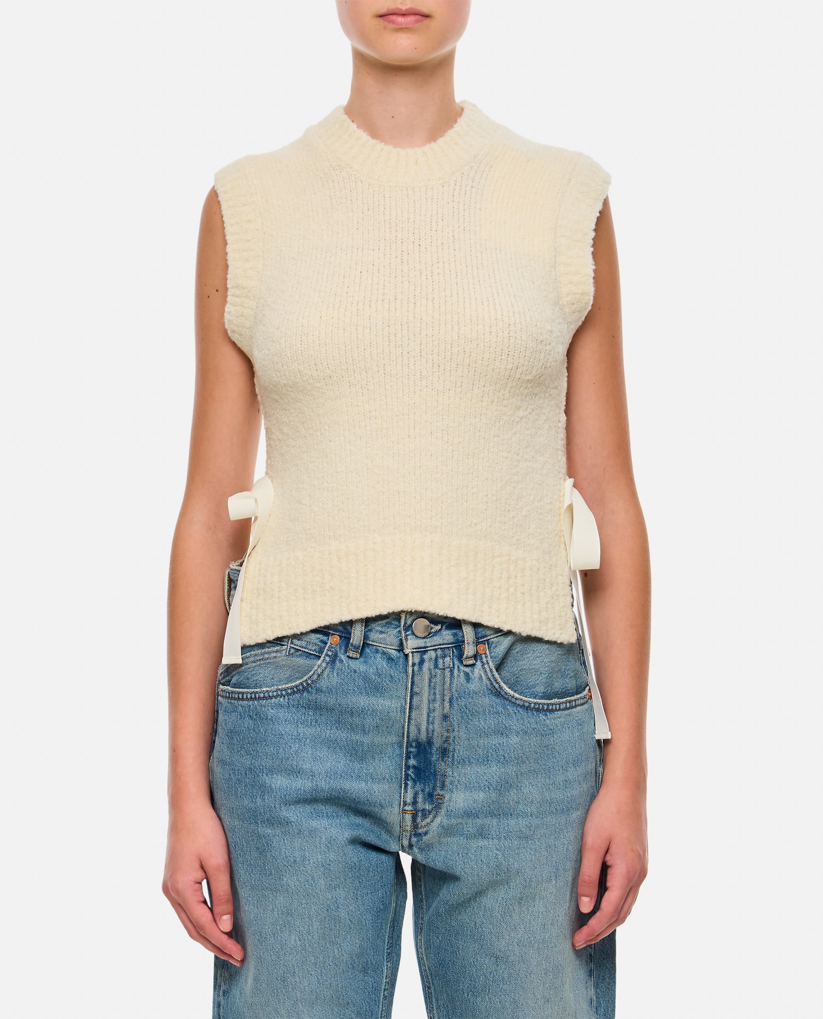 Shop Cecilie Bahnsen Owen Vest Bouclé Knit In White