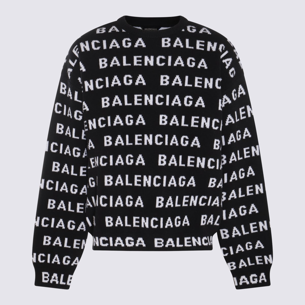 Shop Balenciaga Black And White Wool Knitwear