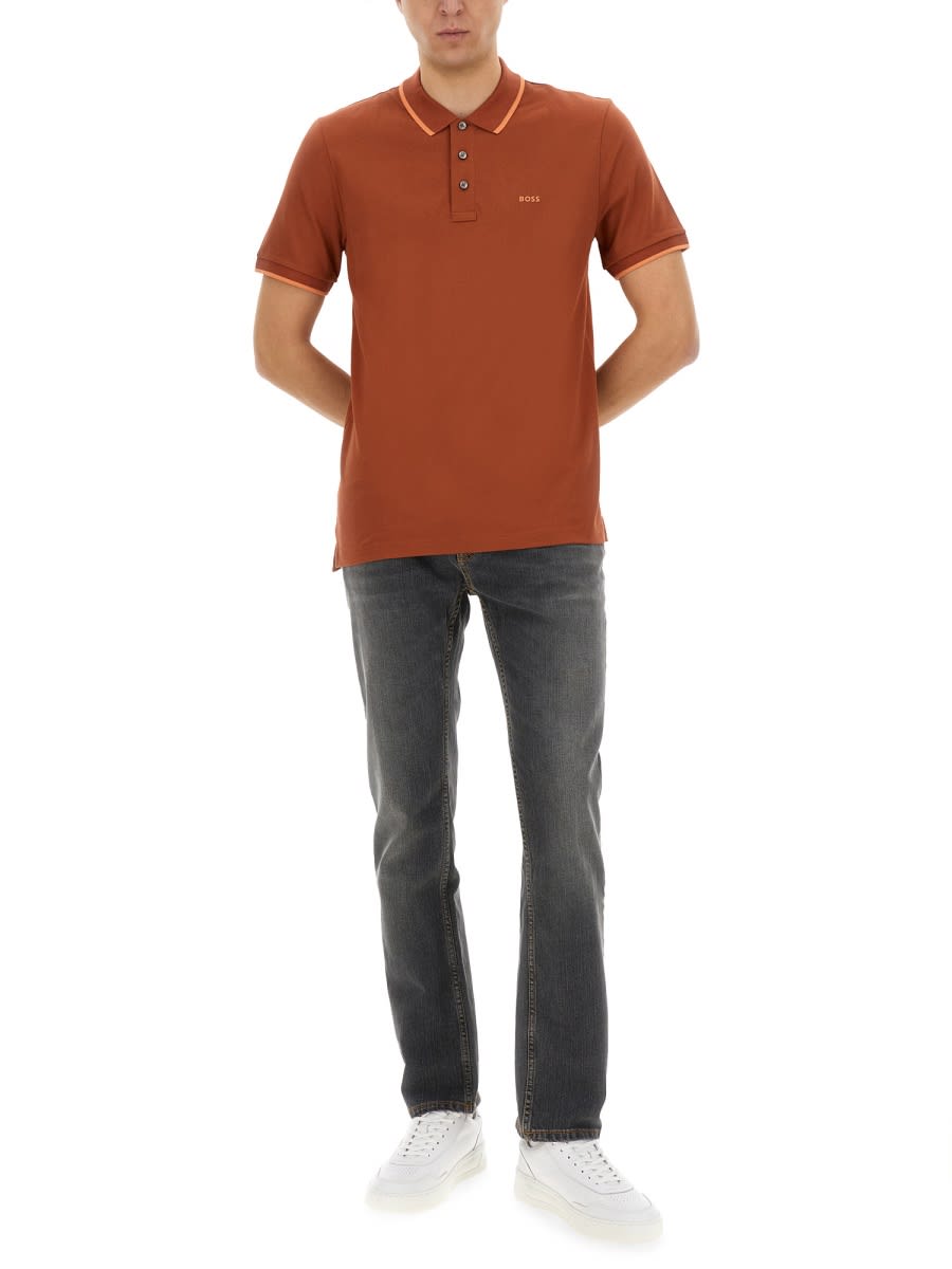 Hugo Boss Buttoned Polo Shirt In Orange