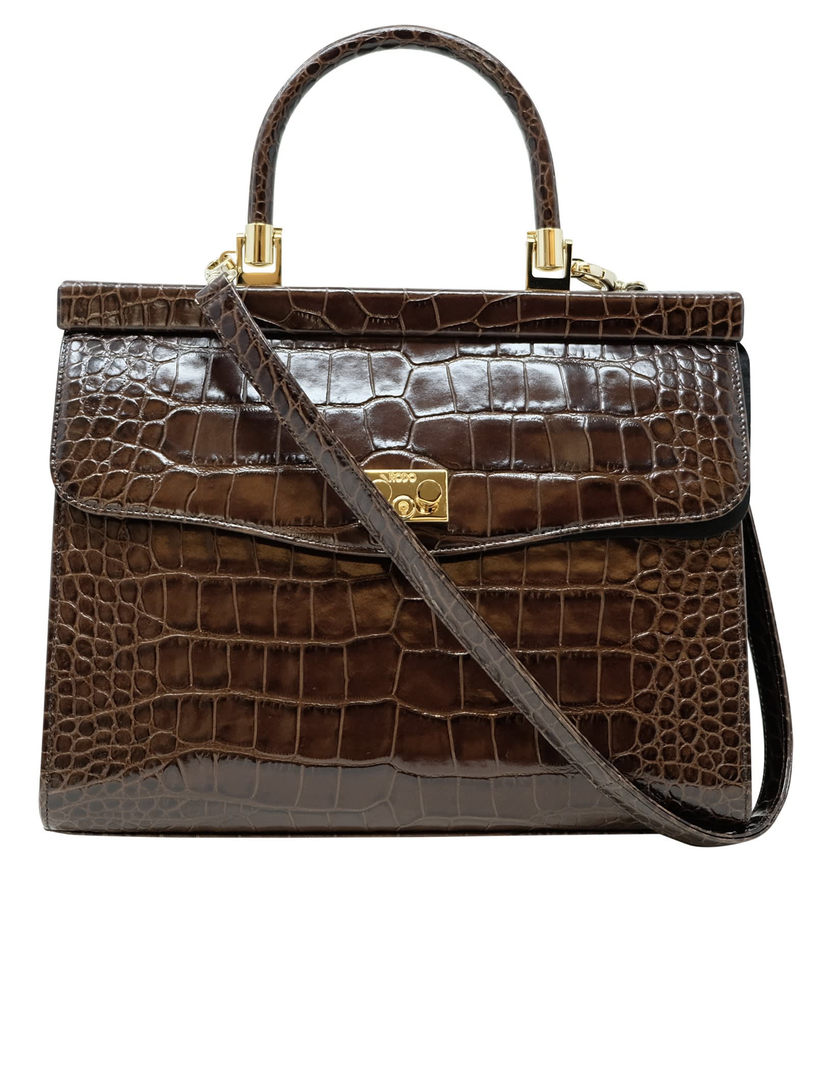 Shop Rodo Brown Croco Leather Paris Handbag