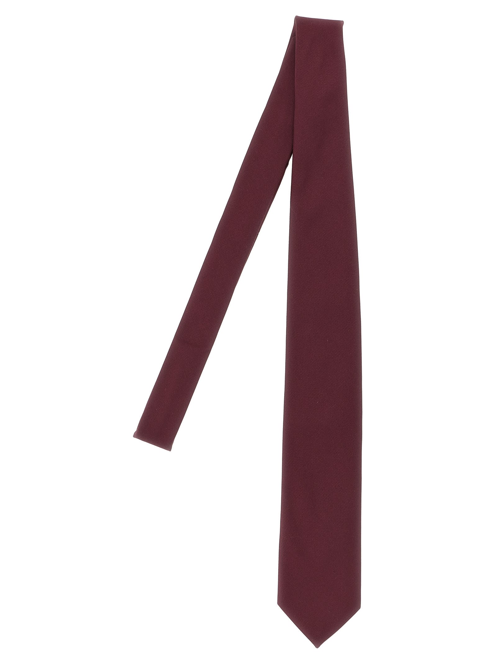 Pal Zileri Slim Textured Silk Tie With Keeper Loop In Burgundy