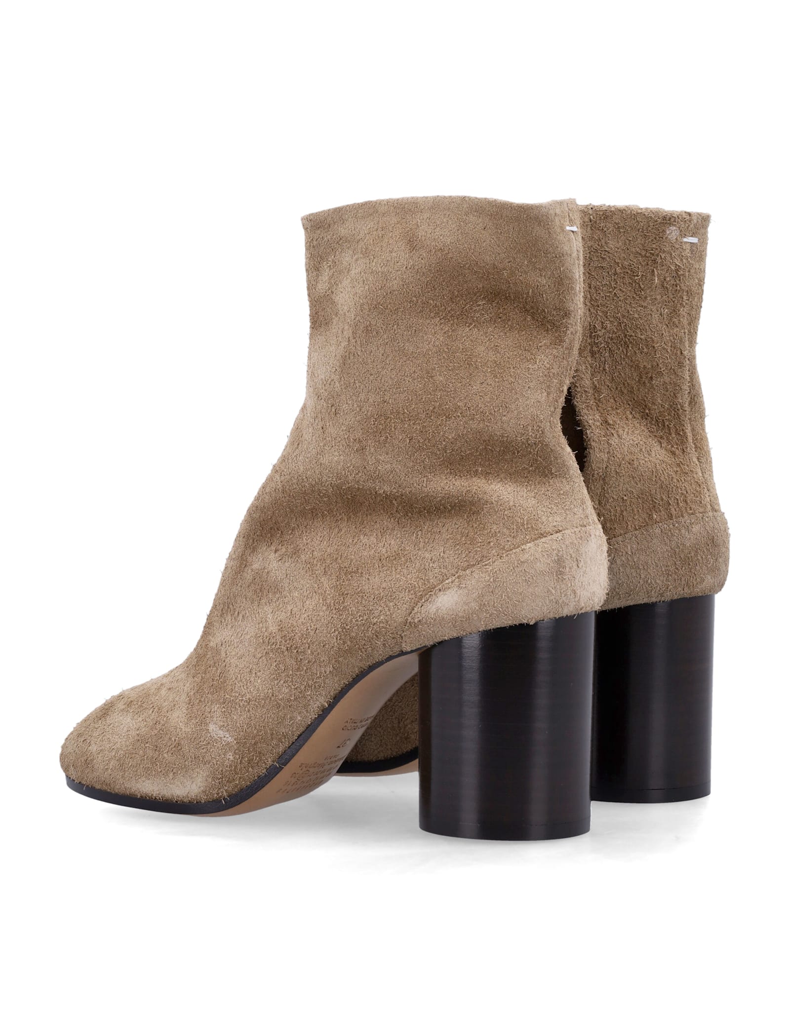 Maison Margiela Beige Suede Tabi Ankle Boots With Cylindrical Heel In Brown