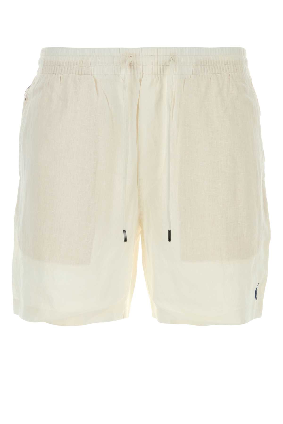 Shop Polo Ralph Lauren White Linen Bermuda Shorts In Deckwashwhite