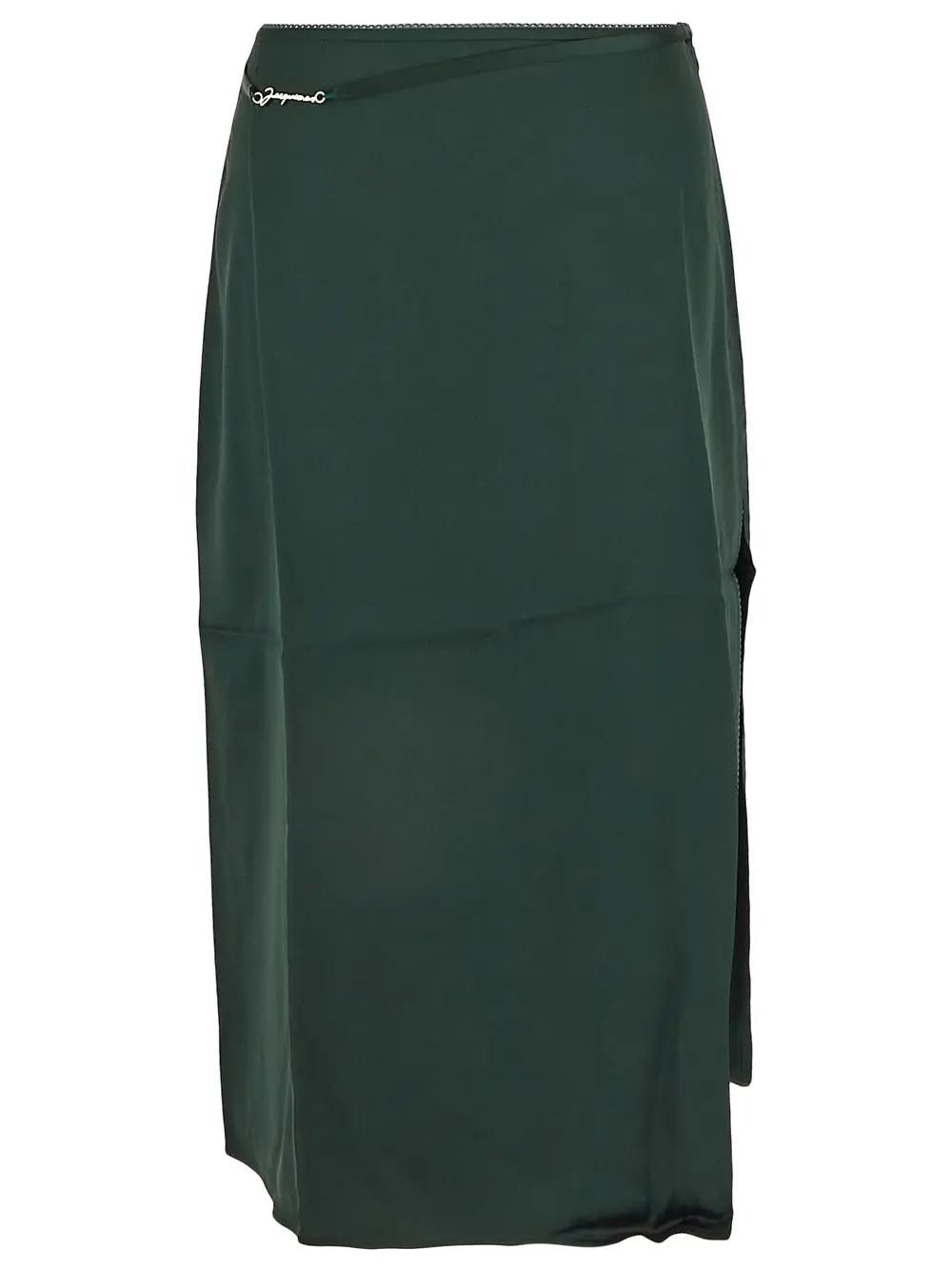 Shop Jacquemus Notte Skirt In Dark Green
