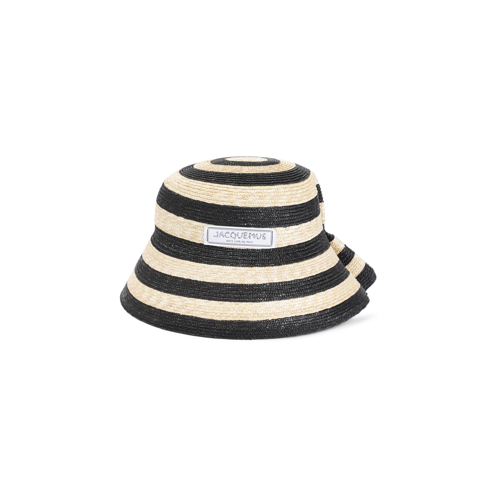 Shop Jacquemus Logo Patch Striped Woven Hat In Multicolour