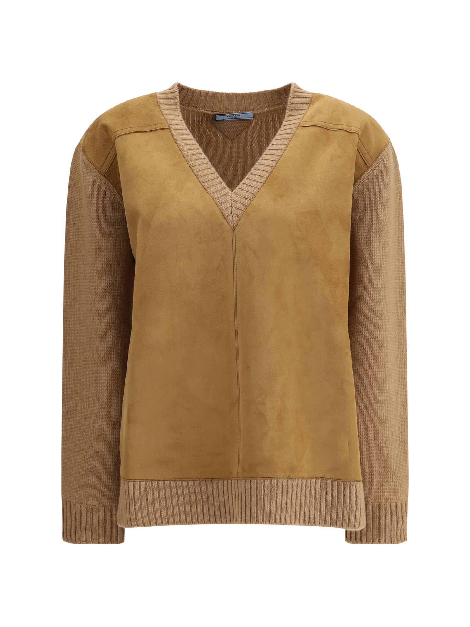 Prada Wool And Cashmere Sweater In Brown