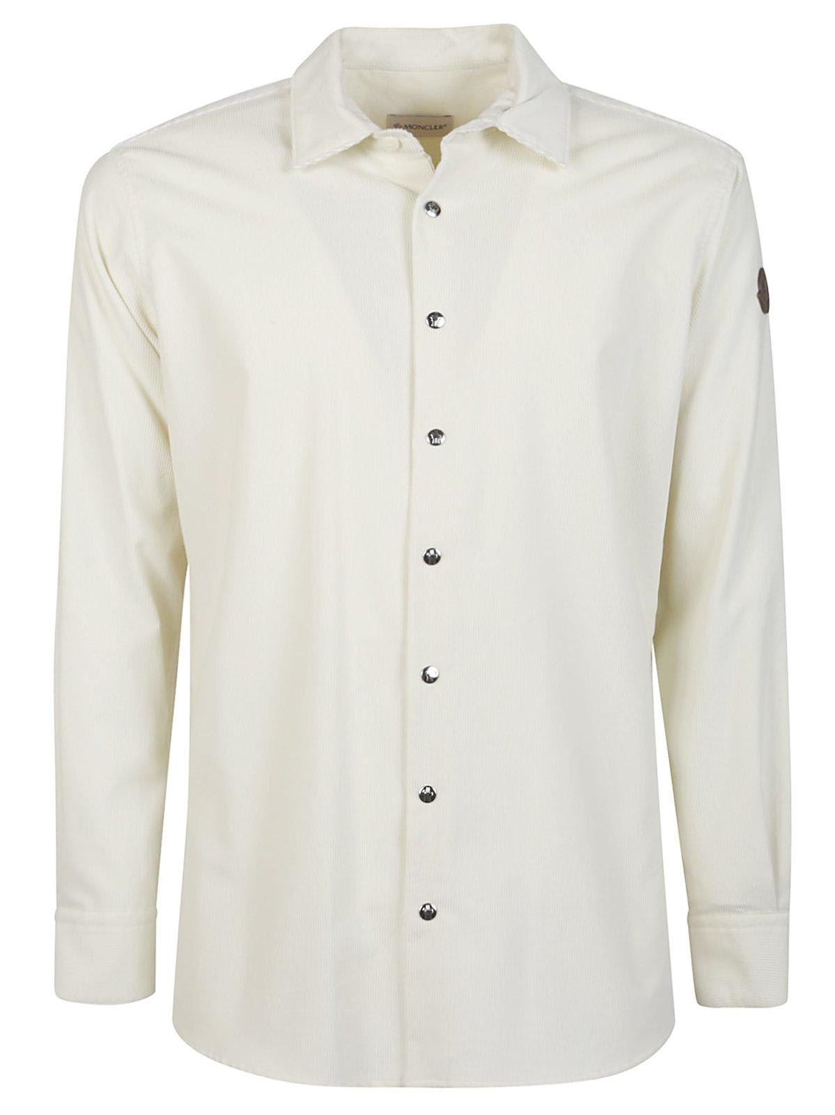 Shop Moncler Long-sleeved Corduroy Shirt In White