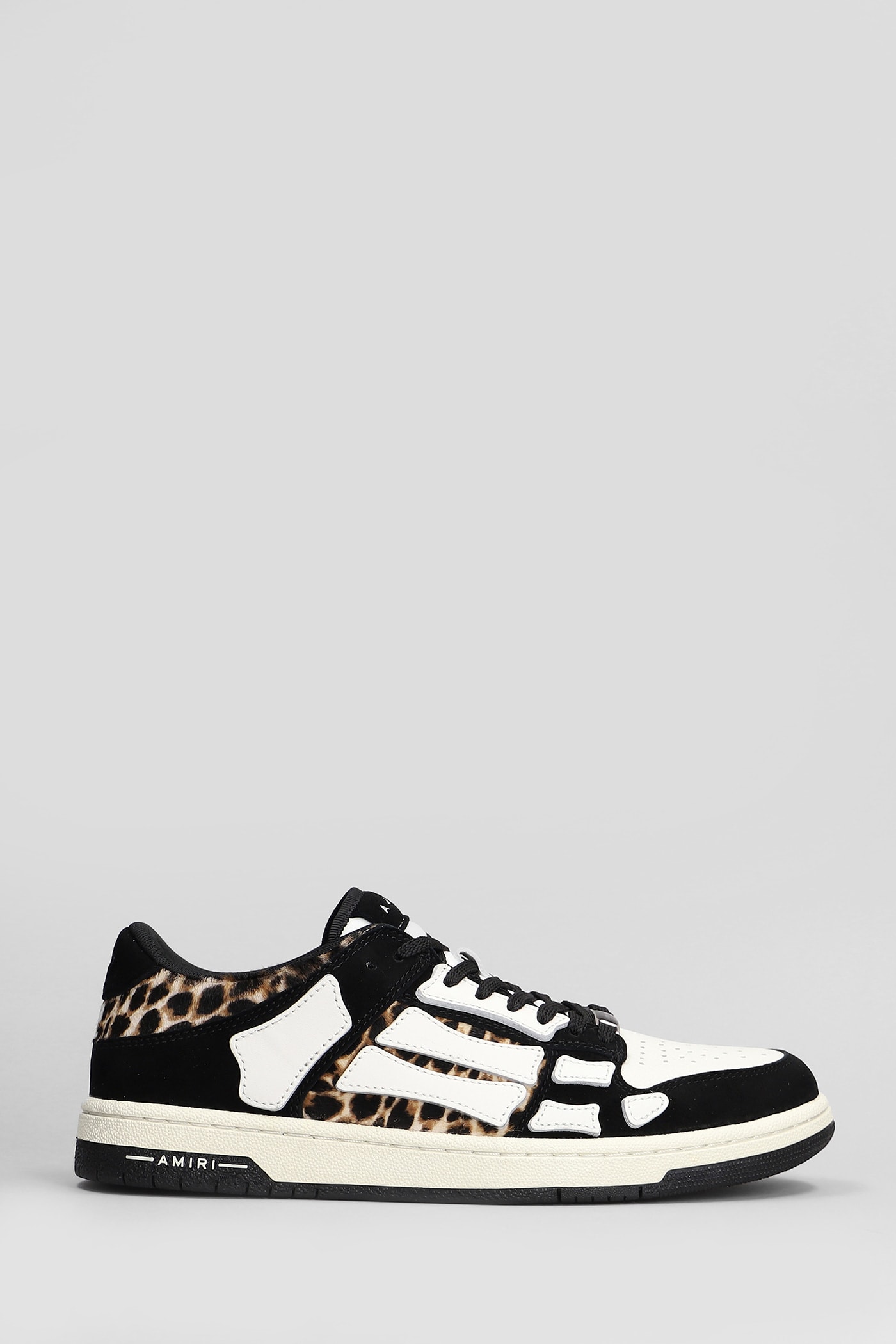 Shop Amiri Leopard Skel Top Low Sneakers In Black Leather