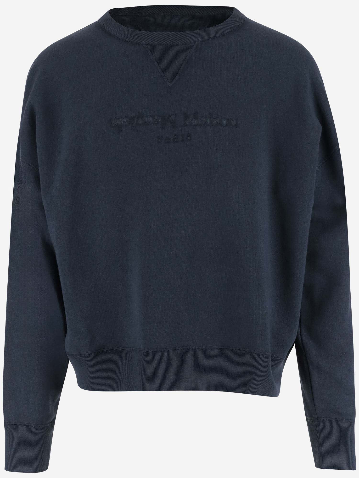 Maison Margiela Cotton Sweatshirt With Logo In Blue