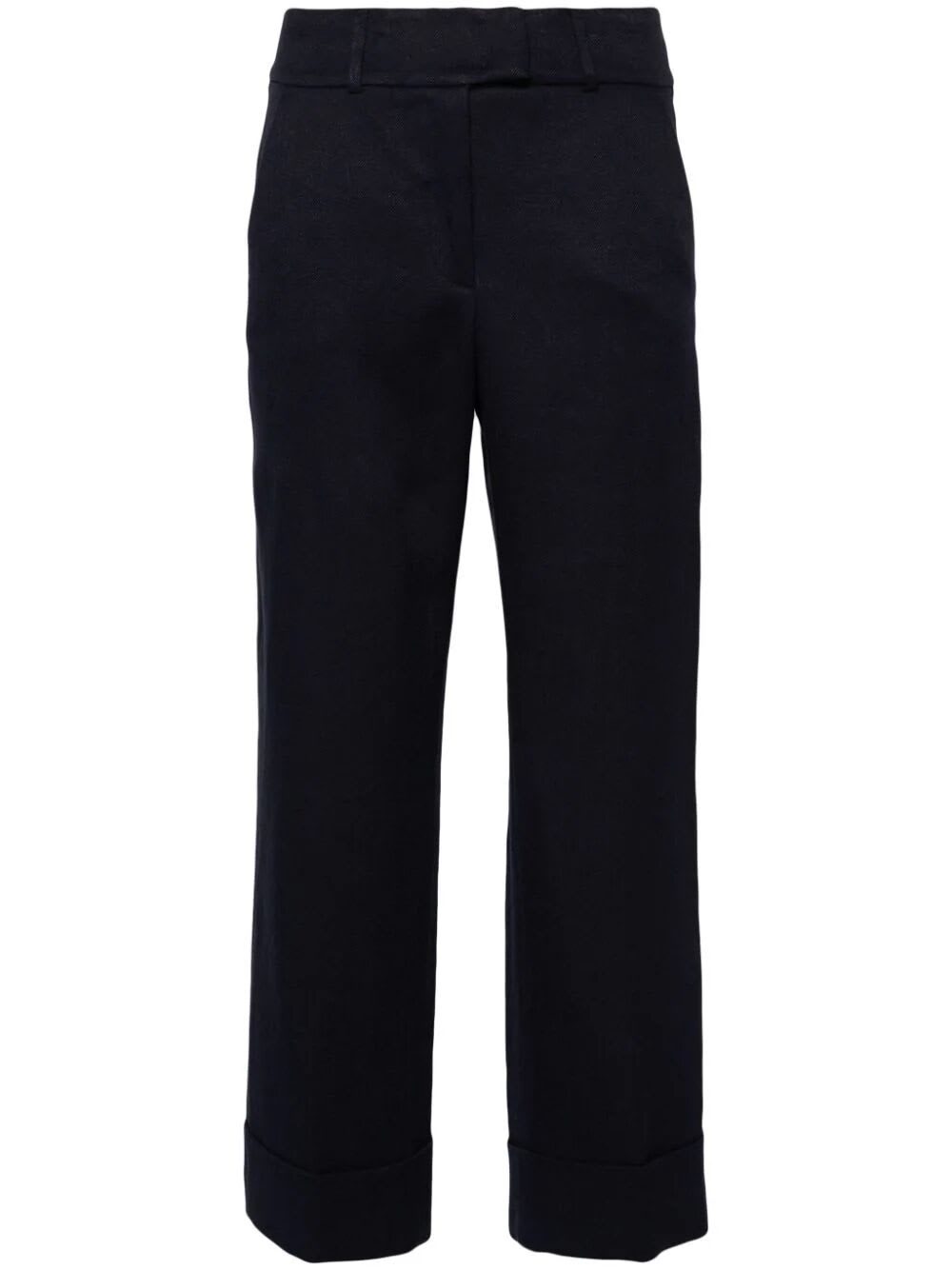 Shop Peserico Straight Leg Pants With Lapel In Ink Blue