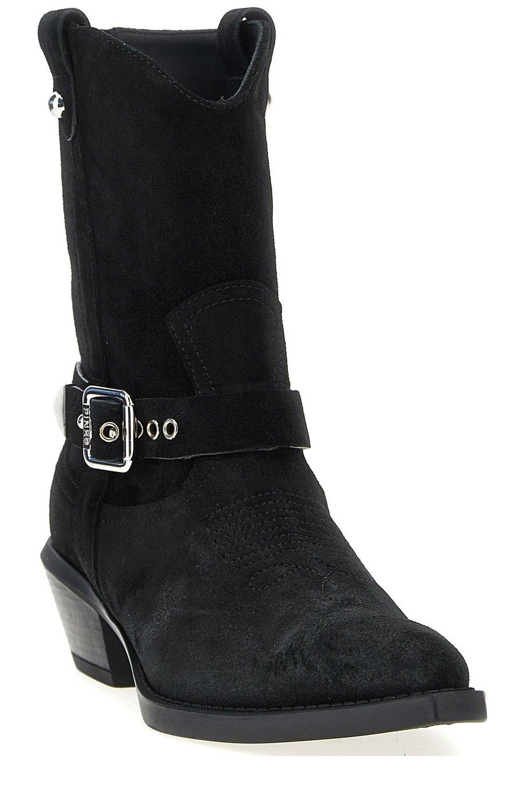 Shop Pinko Texan-style Ankle Boots In Nero