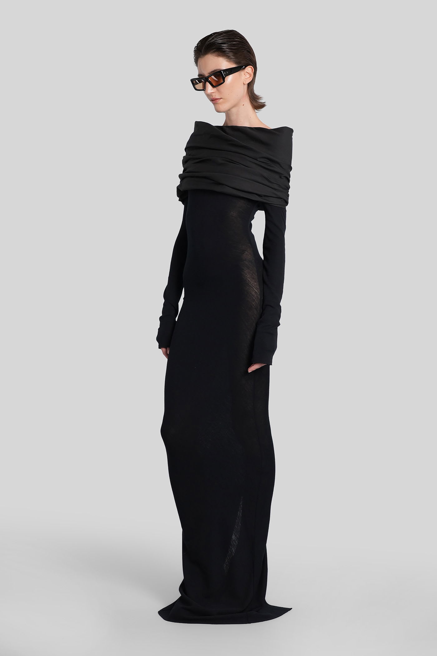 Entire Studios Draped-shoulder Maxi Dress In Black