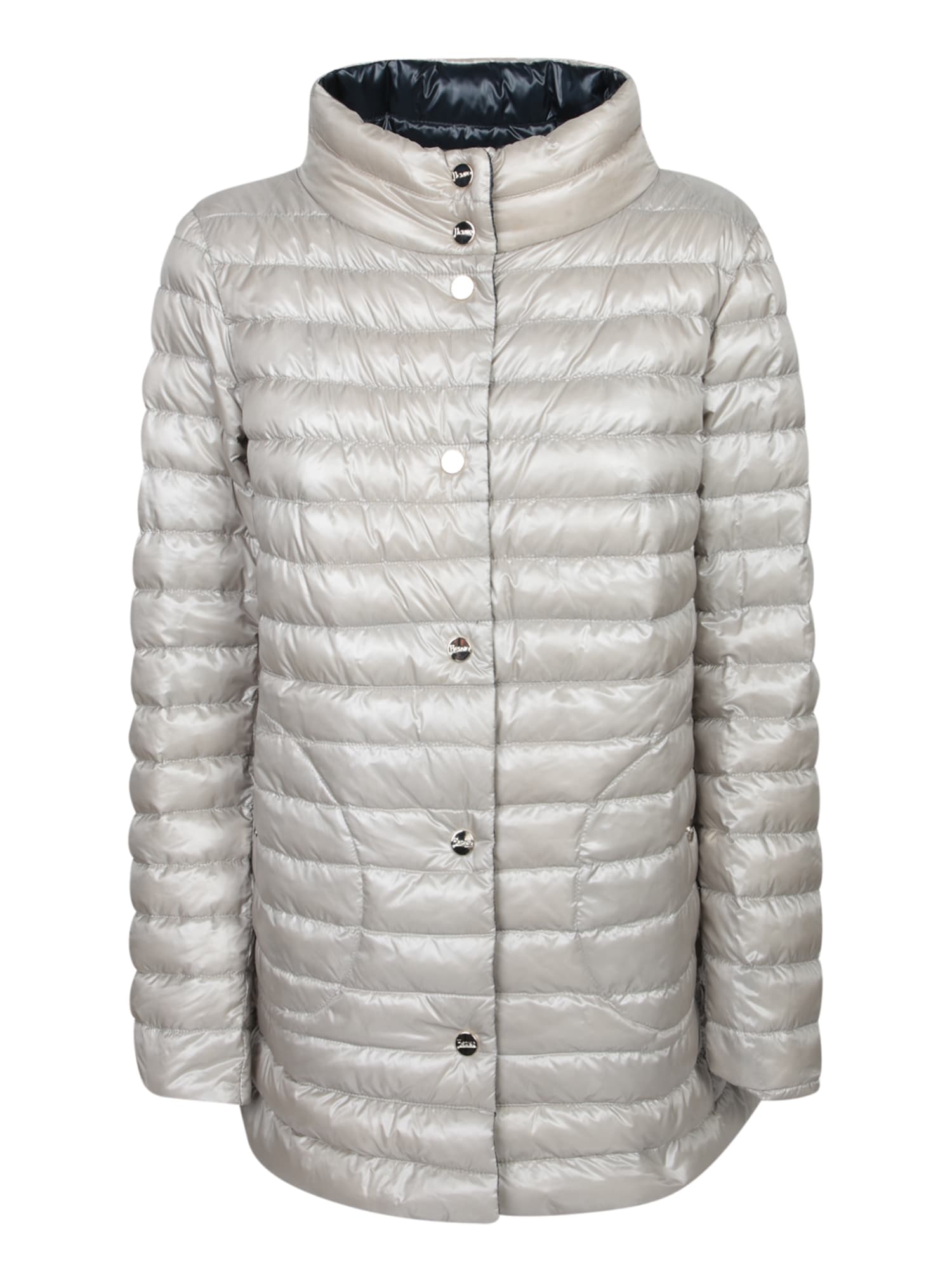 Herno Navy A-line Reversible Down Jacket For Women In Blue