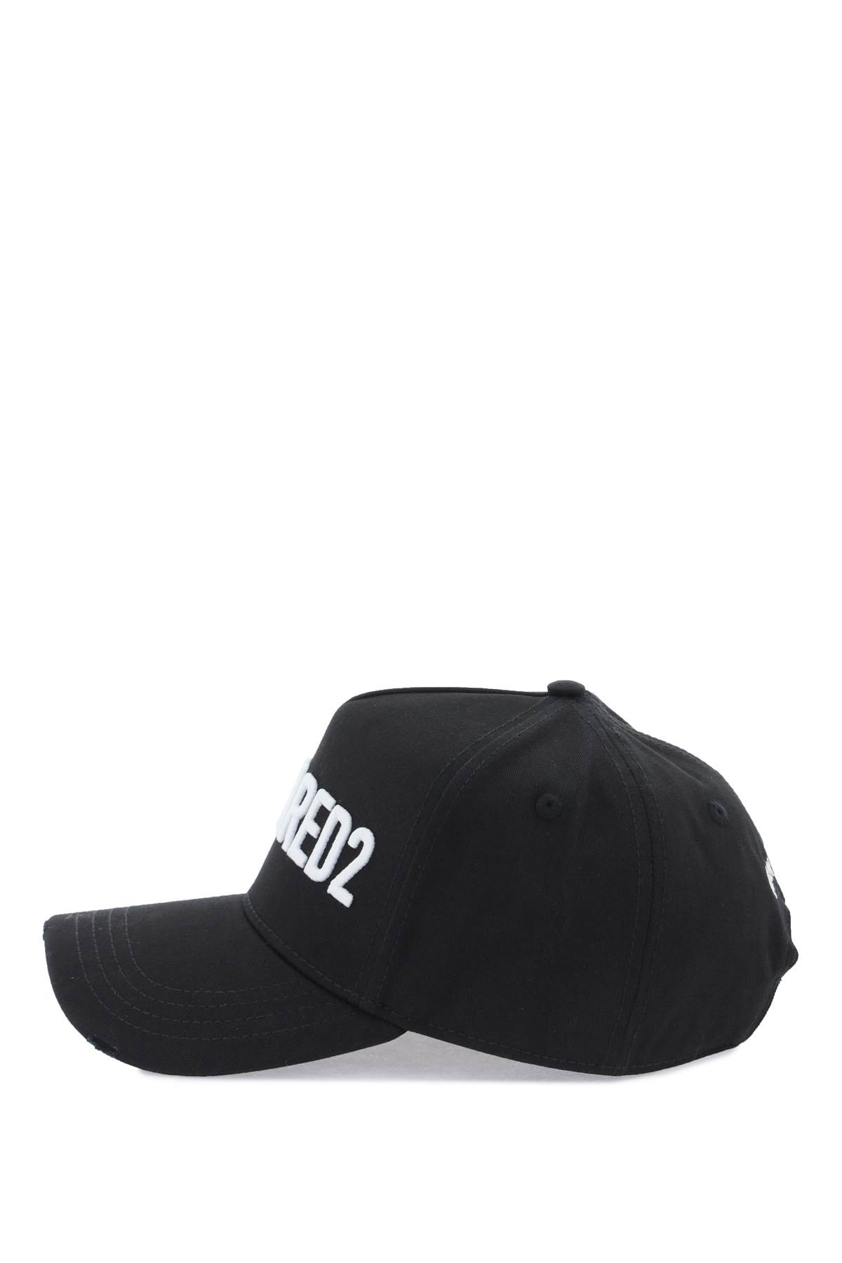 Dsquared2 Black Fabric-covered Cap With Adjustable Strap And Embroidered Logo In M063