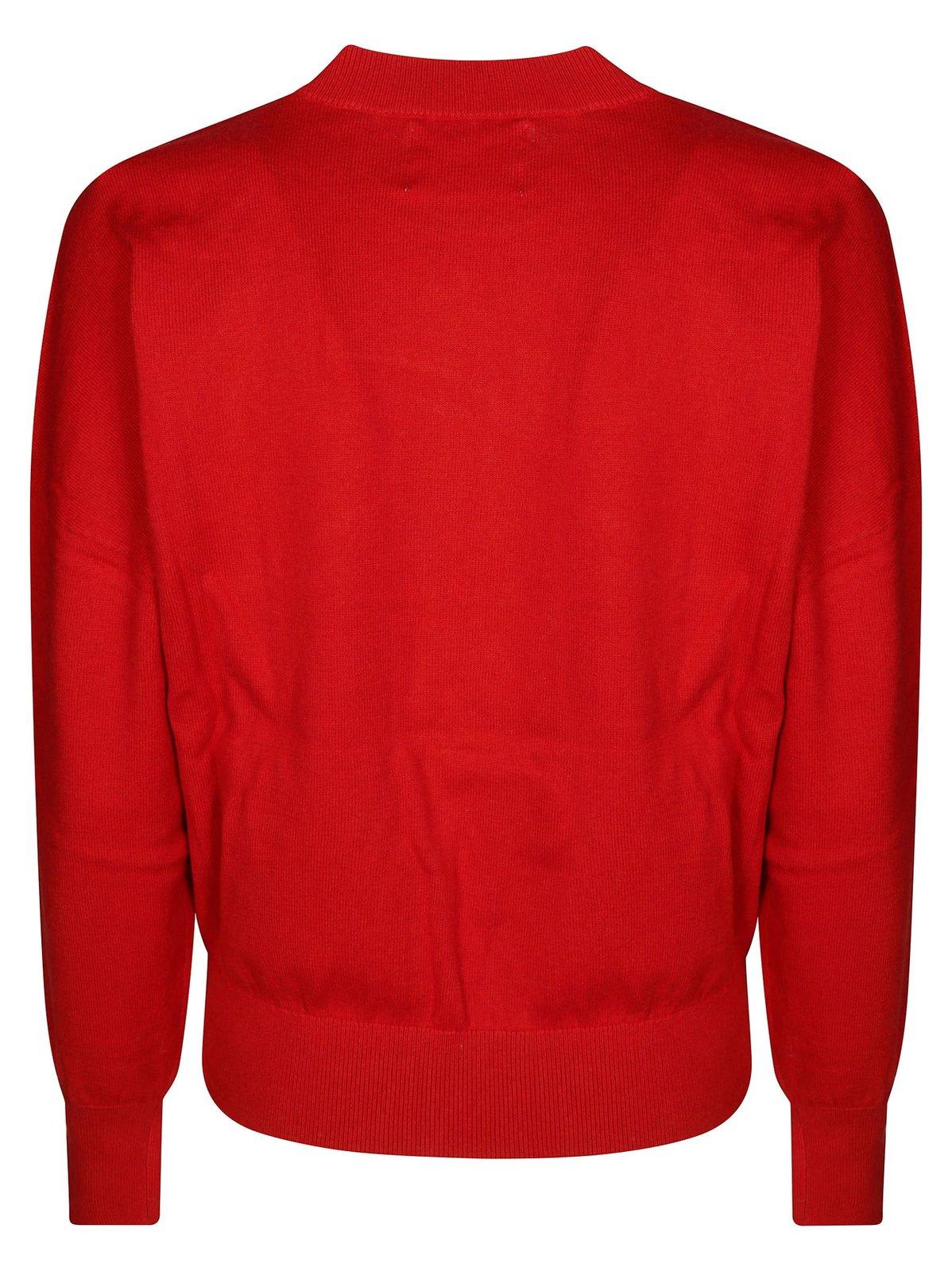 Isabel Marant Étoile Womens Poppy Red Round-knit Knitted Cotton And Wool-blend Jumper