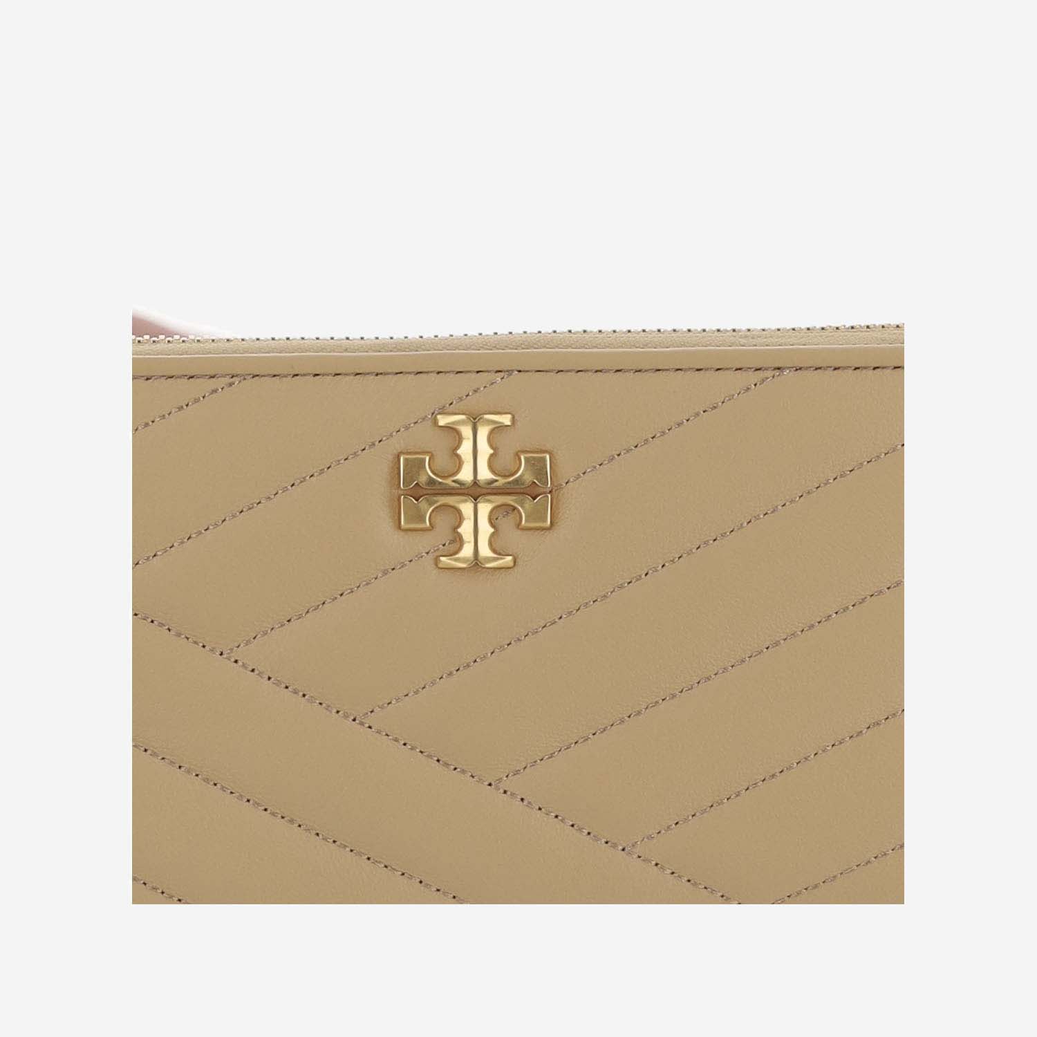 Shop Tory Burch Continental Kira Leather Wallet In Beige