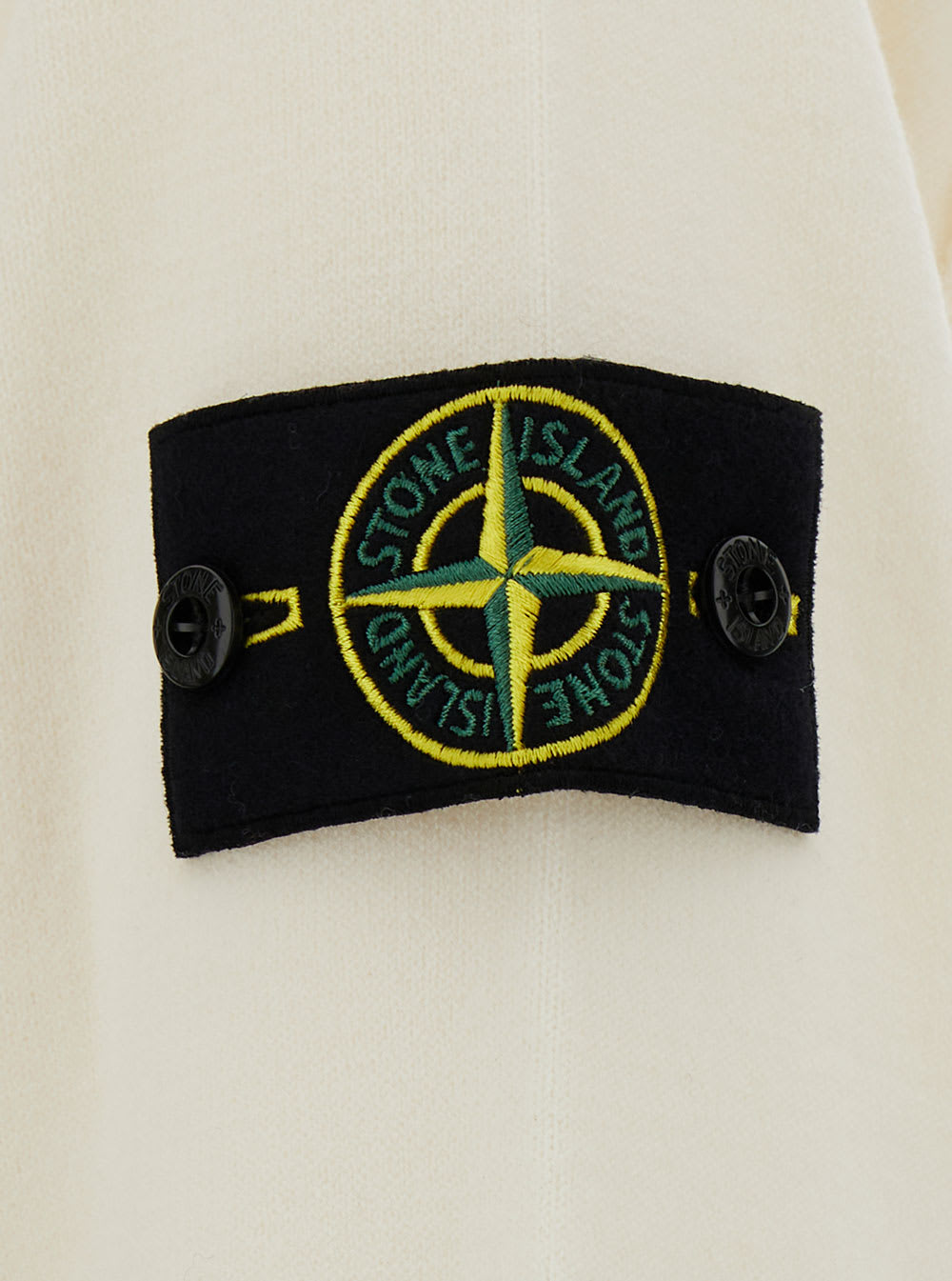 Shop Stone Island White Crewneck Sweater With Logo Patch In Wool Blend Man