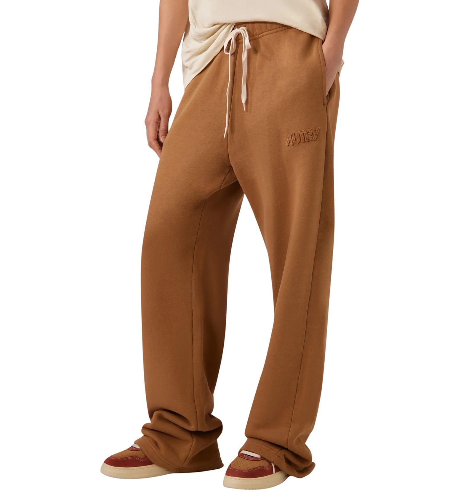Autry Elastic Waistband Relaxed Fit Side Pockets Trousers In Brown