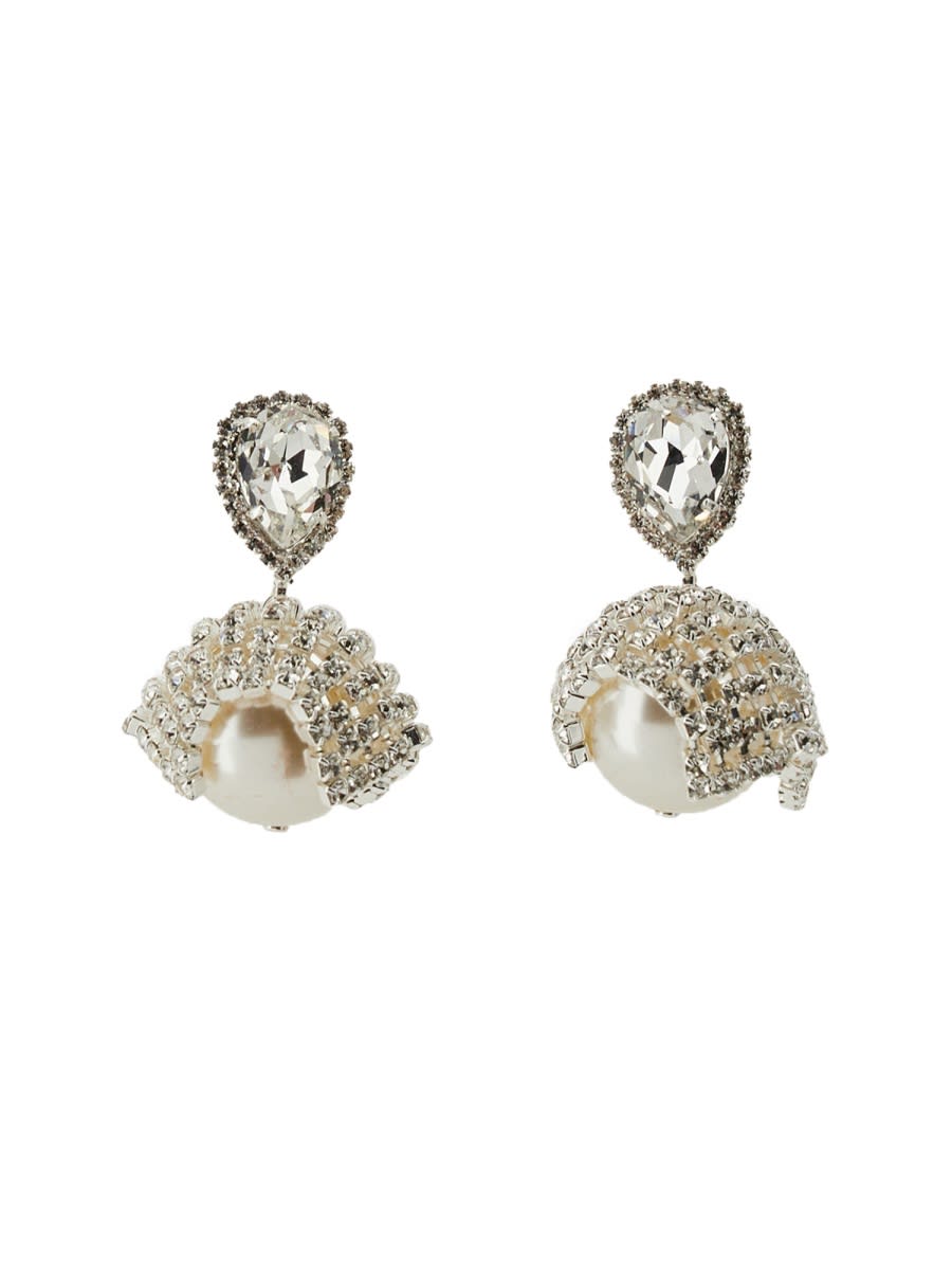 Shop Magda Butrym Earrings With Pearls In Silver