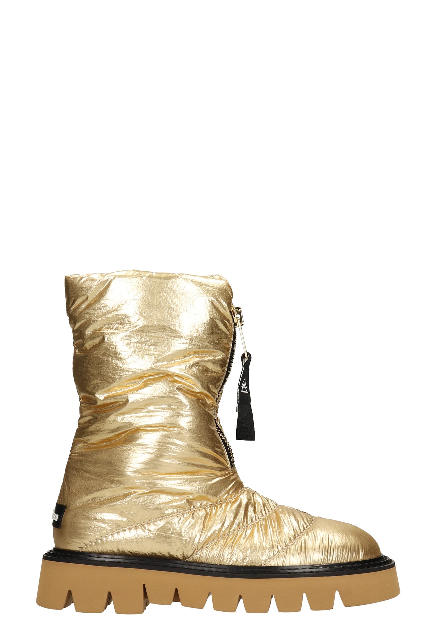 Elena Iachi Combat Boots In Gold Synthetic Fibers