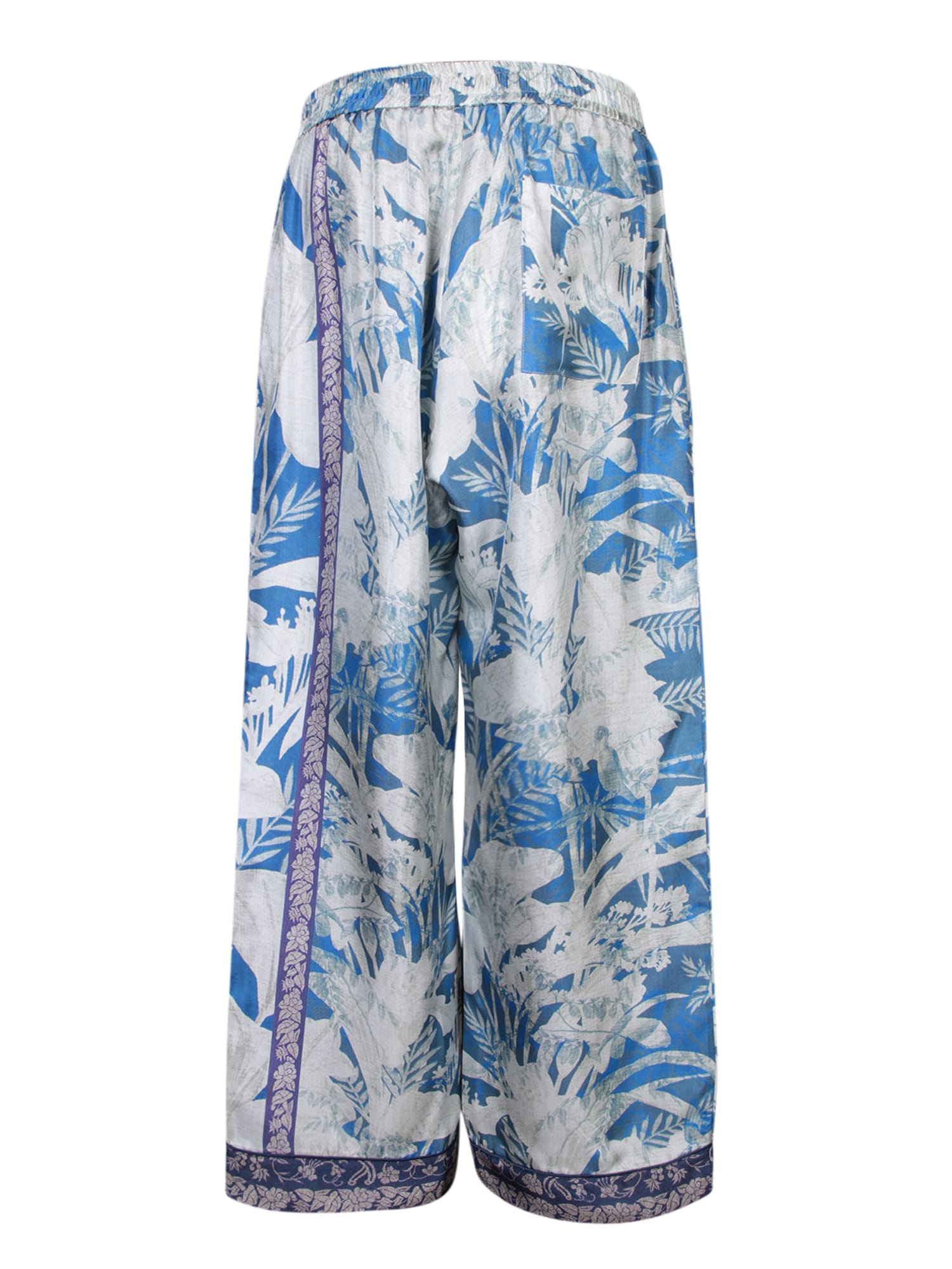 Pierre-louis Mascia Aloe Silk Trousers In Blue