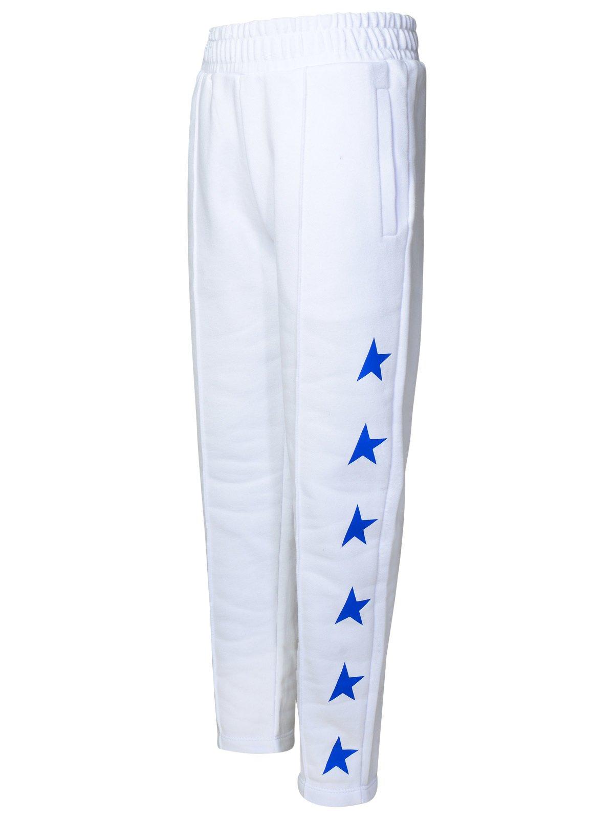 Shop Golden Goose Star-printed Tapered-leg Track Pants In White/ Blue Royal