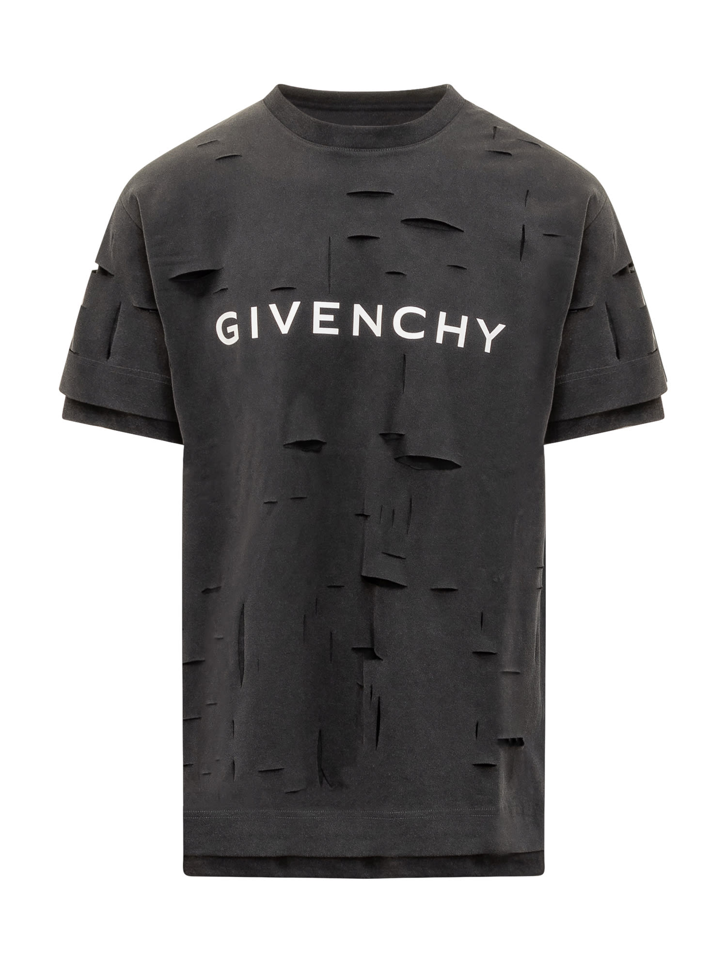Givenchy Oversized T-shirt In Destroyed Cotton In Faded Black