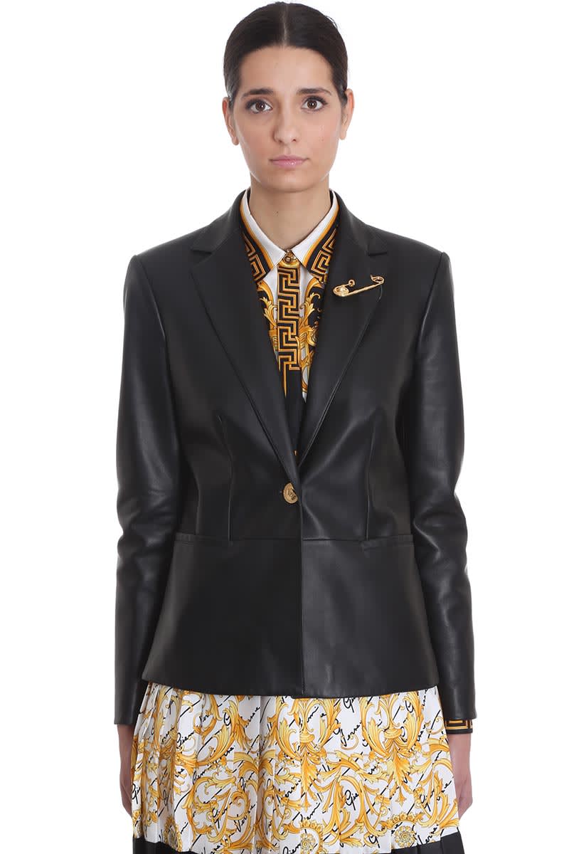 VERSACE LEATHER JACKET IN BLACK LEATHER,11211900