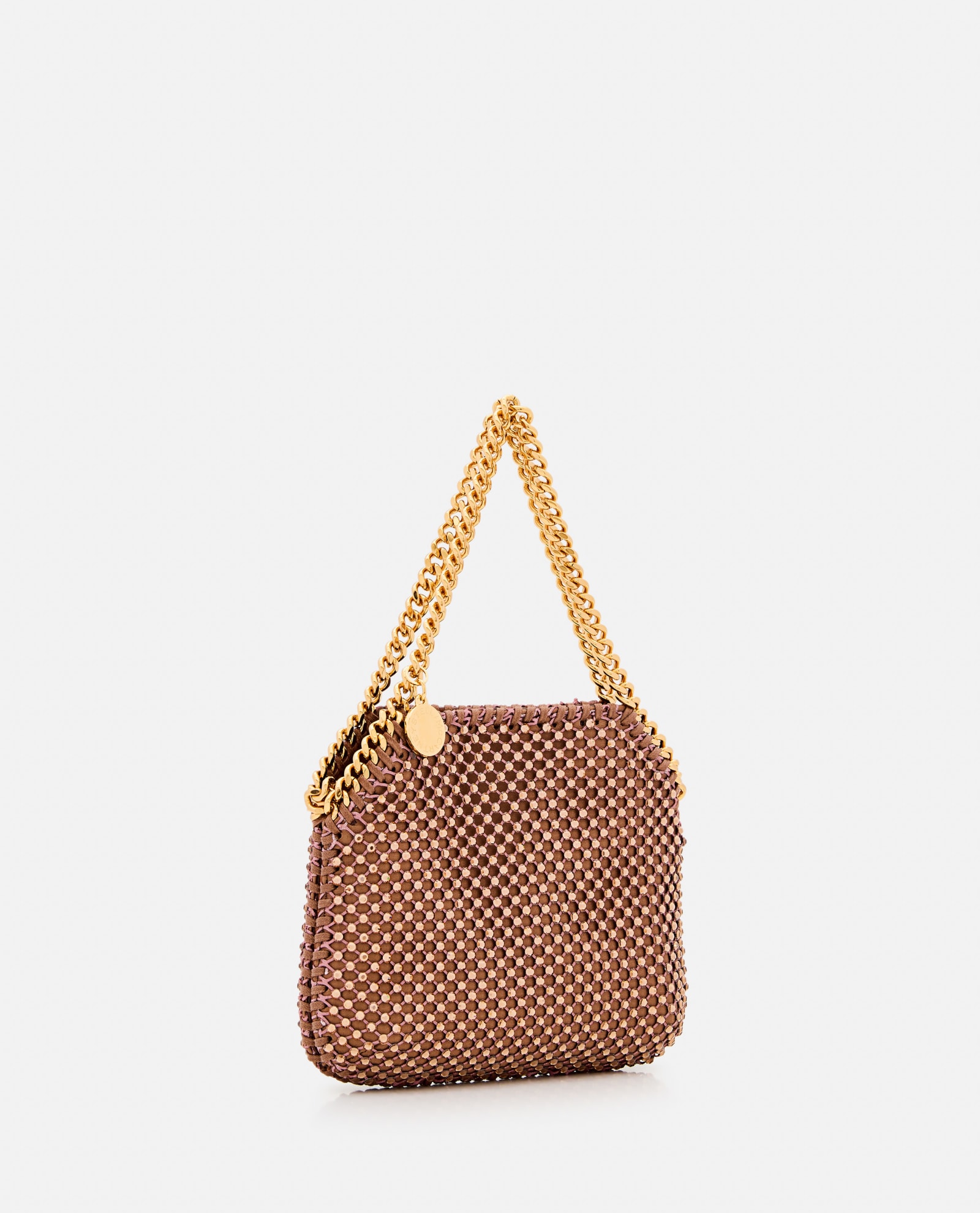 Shop Stella Mccartney Mini Crystals And Mesh Shoulder Bag In Brown