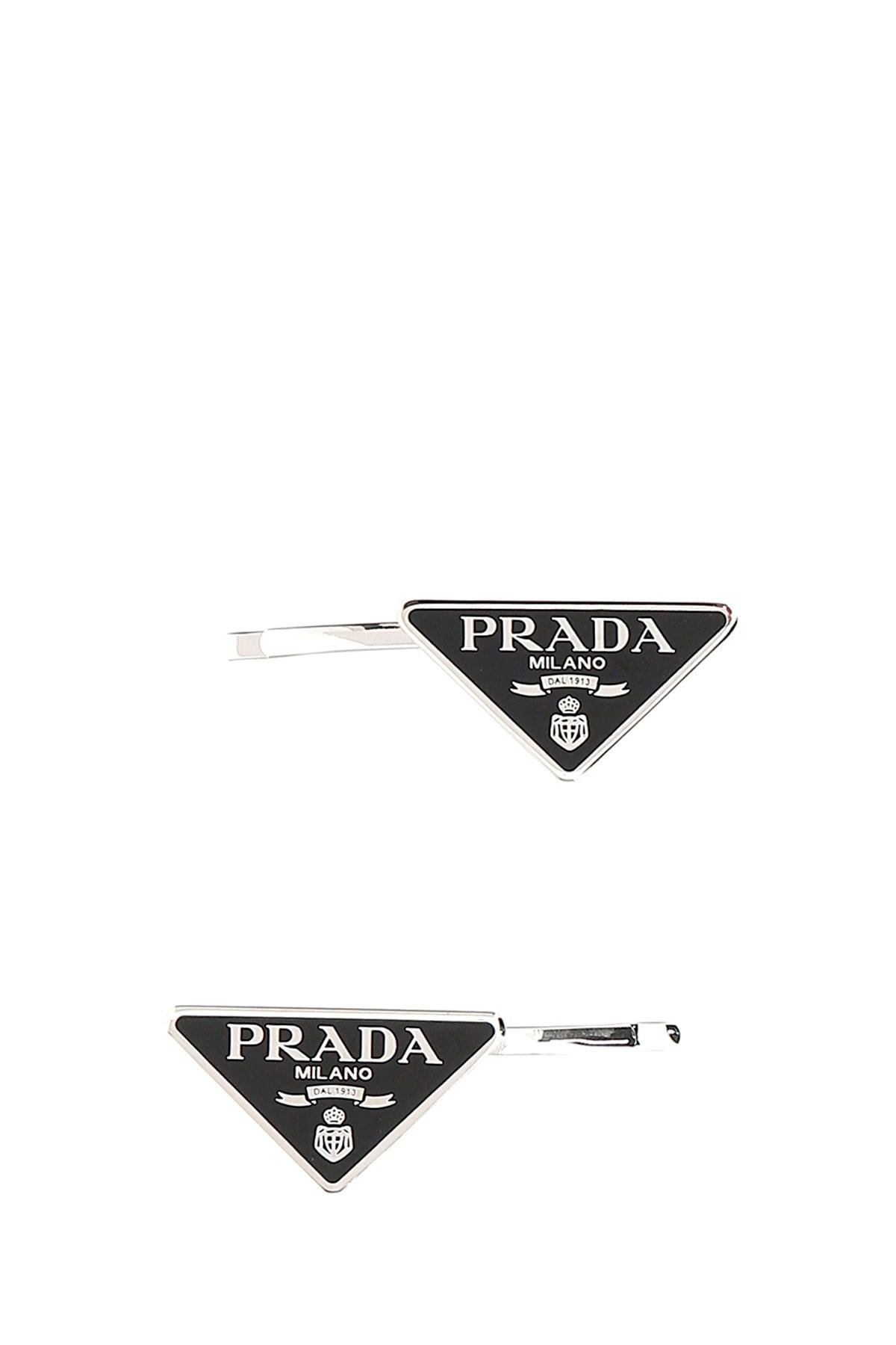 Prada Triangle Logo Hair Clip Set