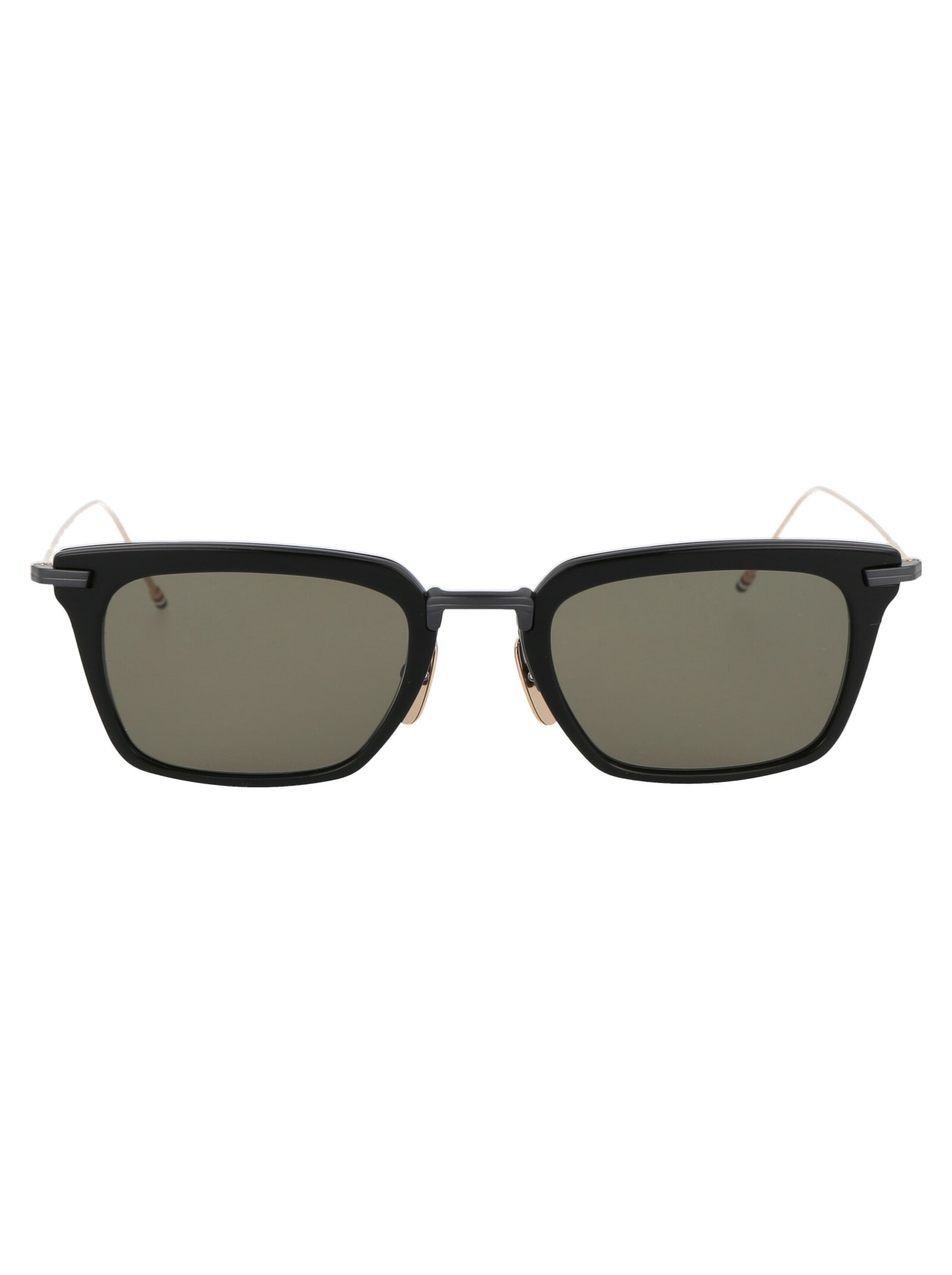 Shop Thom Browne Tb-916 Sunglasses In 01 Black - Black Iron - White Gold Temples W/ G-15