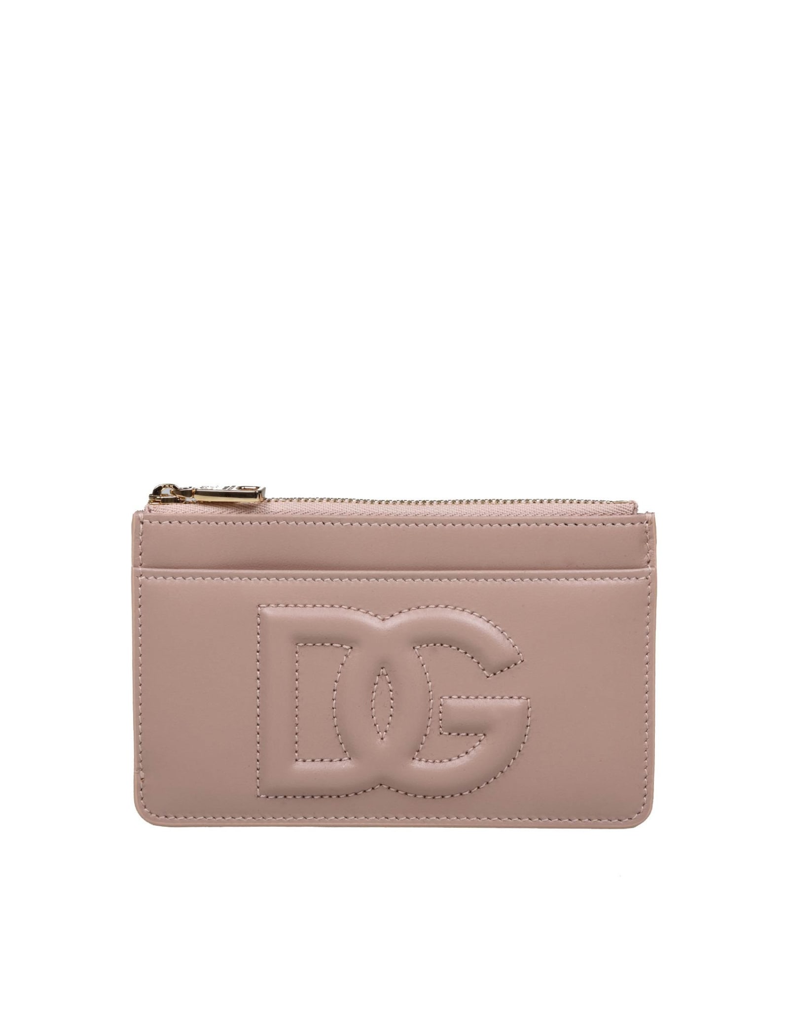 Shop Dolce & Gabbana Powder Color Leather Card Holder