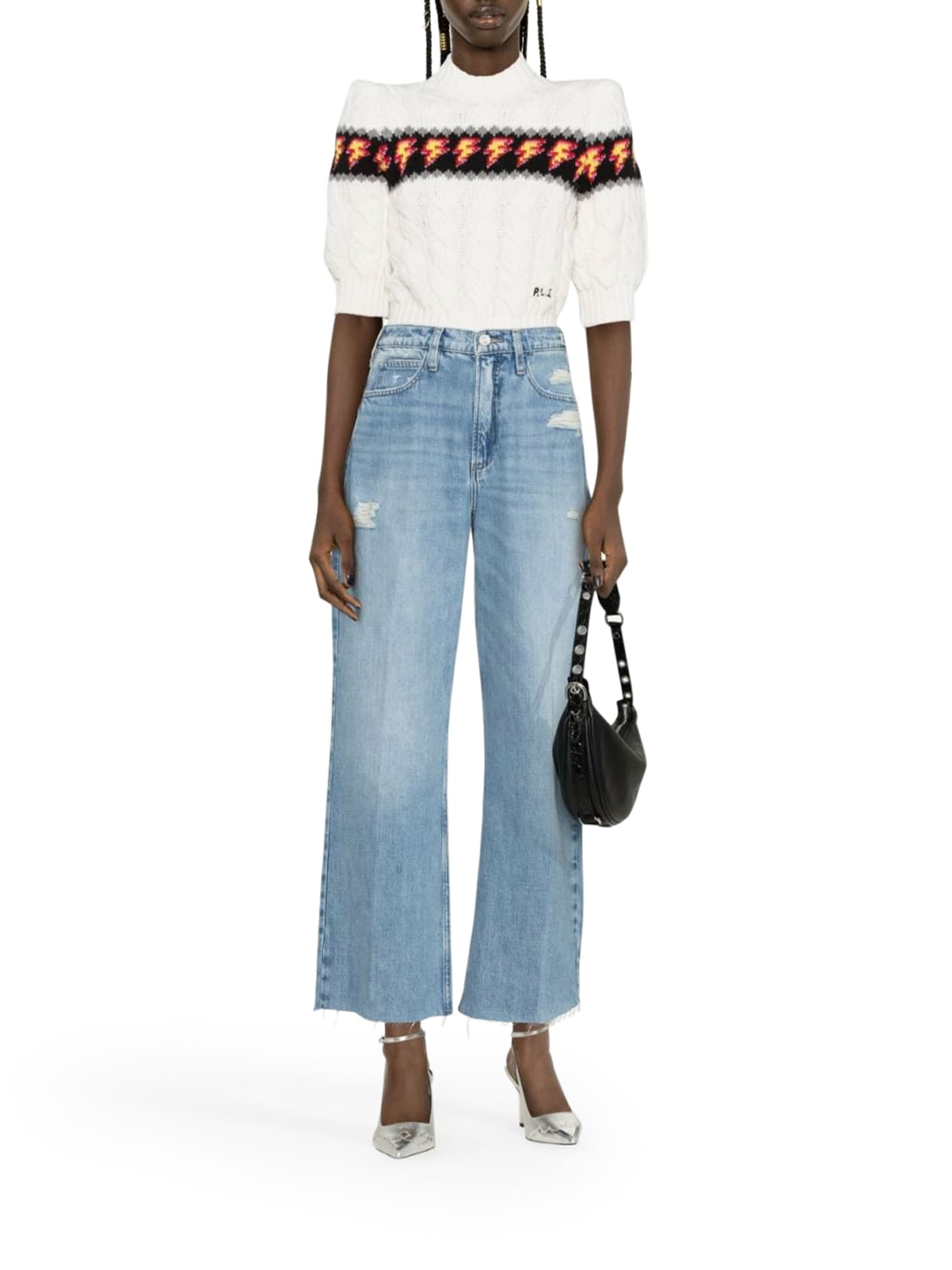 Frame Le High N Tight Wide Leg Crop Raw In Dnrs Downpour Rips