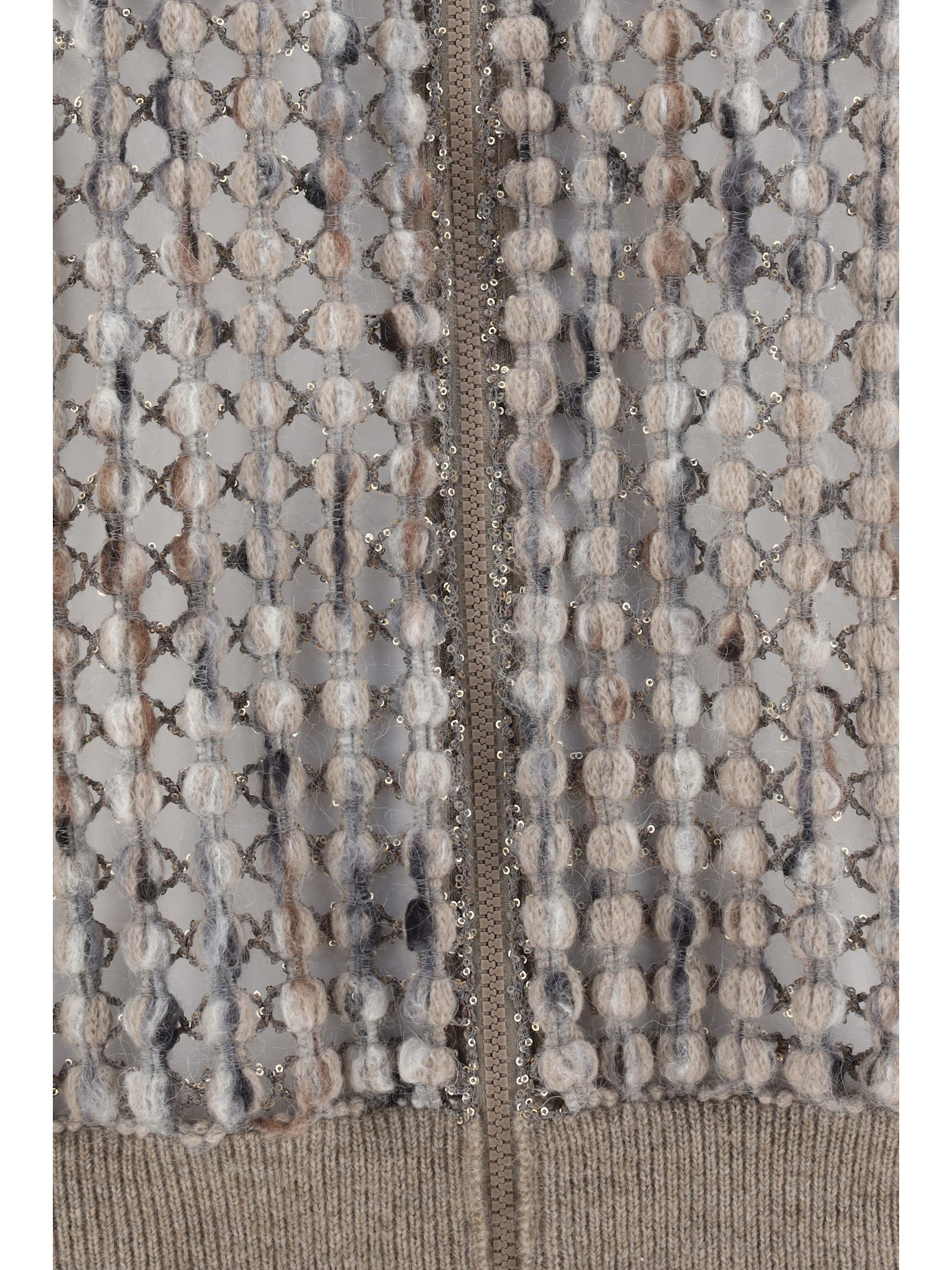 Brunello Cucinelli Perfored Wool Cardigan In Gray