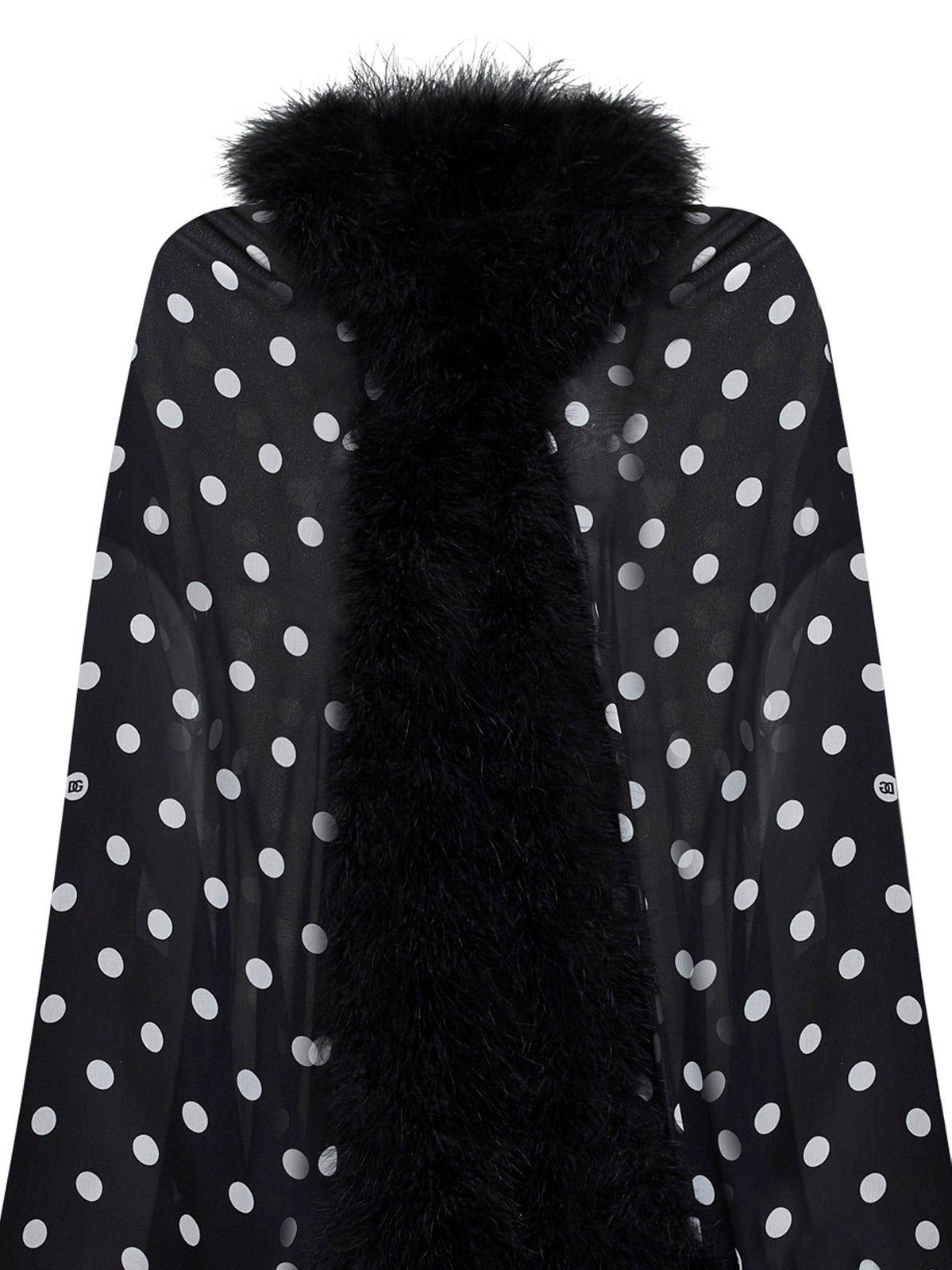 Shop Dolce & Gabbana Polka-dot Printed Chiffon Cape In Black