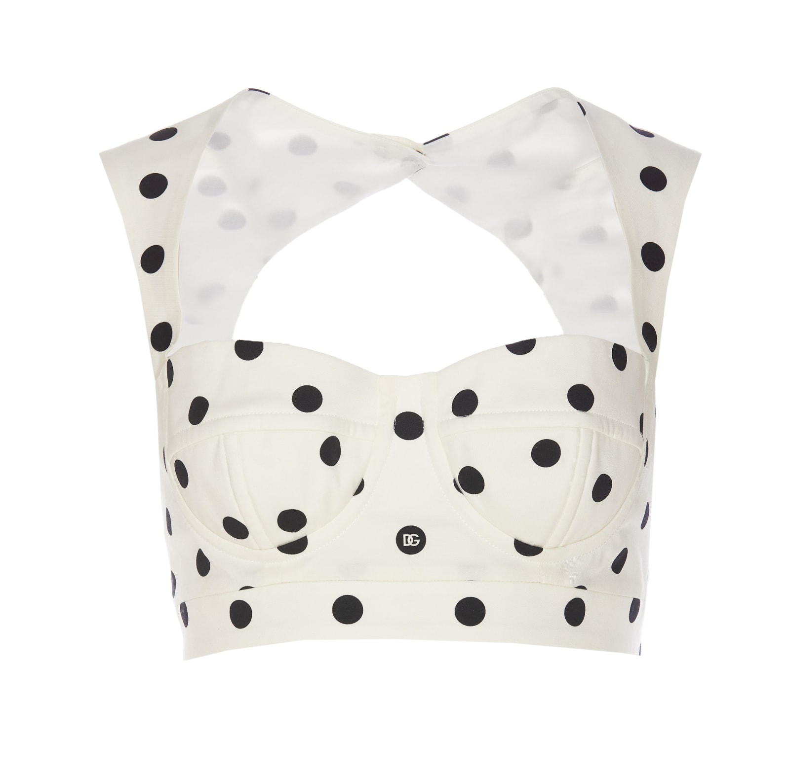 Shop Dolce & Gabbana Dots Print Top In White