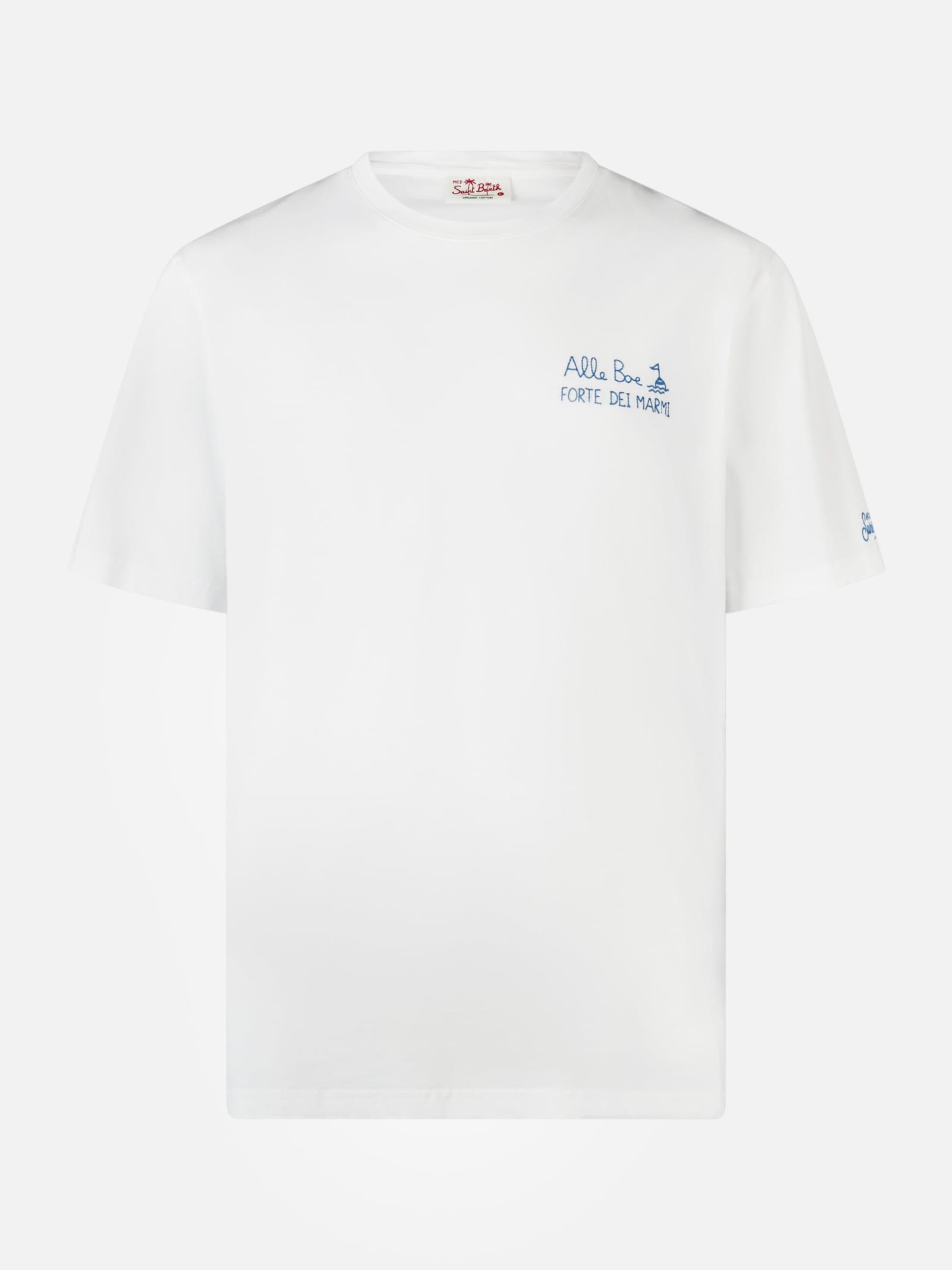 Shop Mc2 Saint Barth Man Classic Fit Cotton Jersey T-shirt Portofino With Vado A Forte Print Alle Boe Special Edition In White