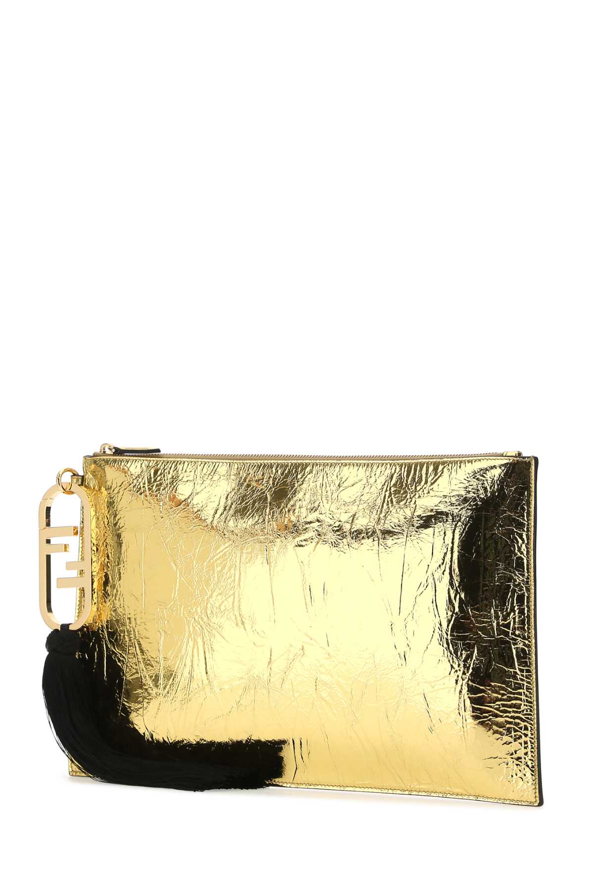 Shop Fendi Gold Leather Clutch In F0rxu