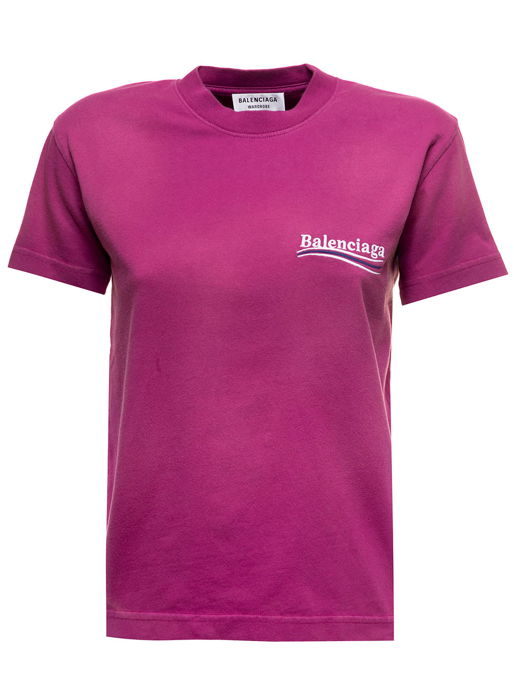 Balenciaga Smil Fit Pink Cotton T-shirt With Logo Balenciaga Woman