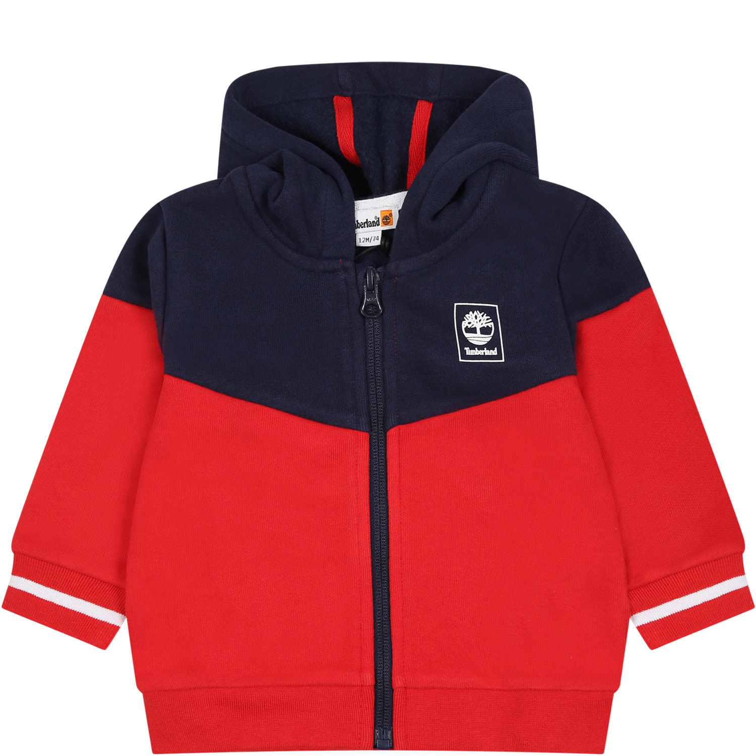 Timberland Red Sweatshirt For Baby Boy With Printed Logo