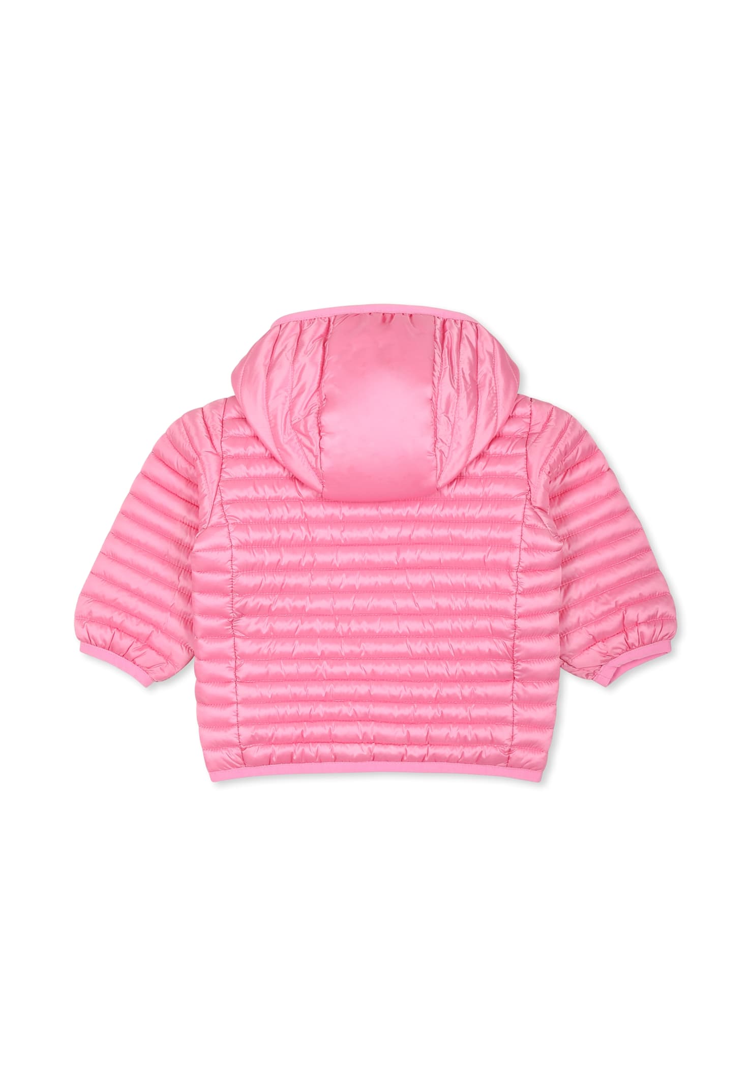 Save The Duck Pink Down Jacket For Baby Girl With Logo In Pink