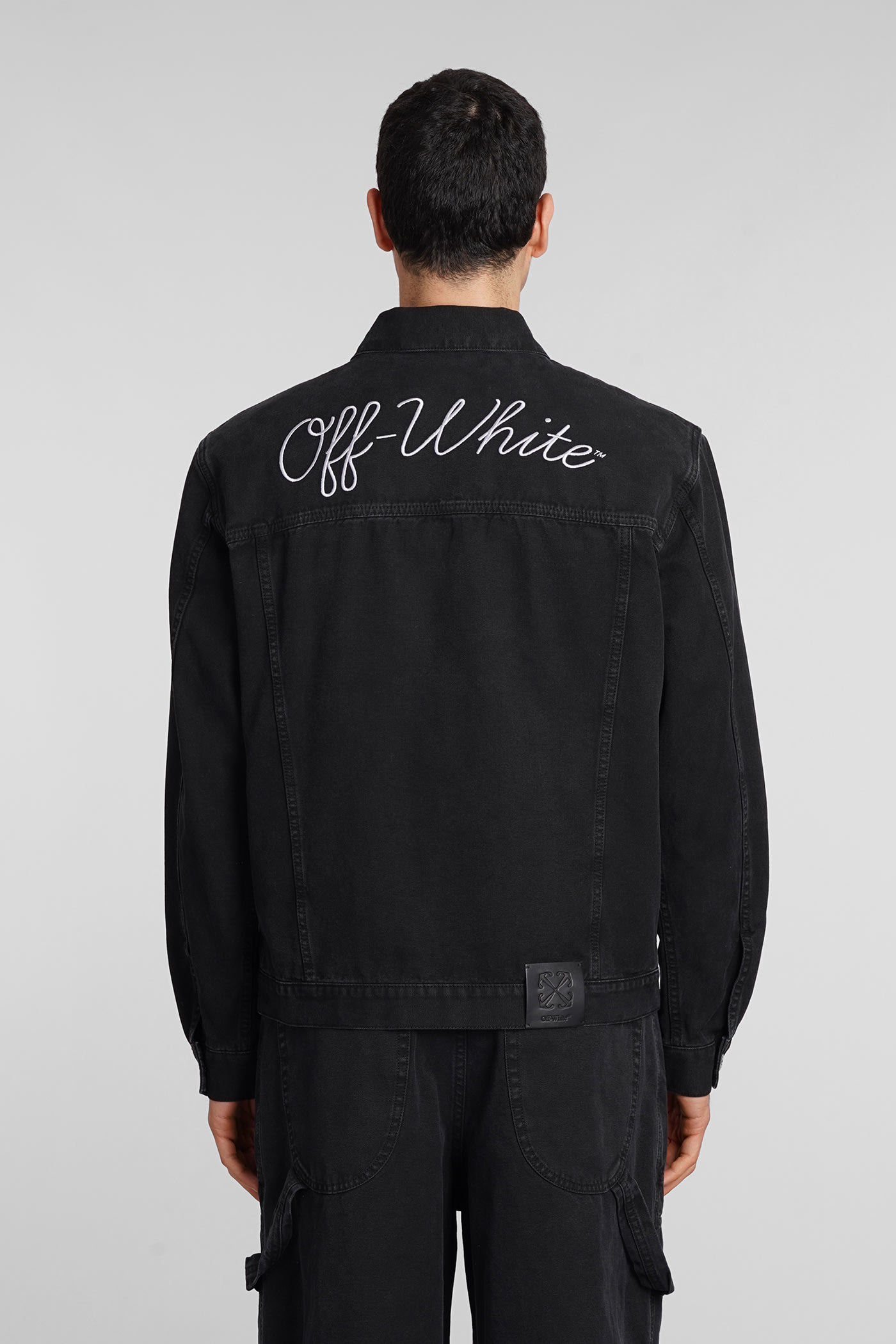Shop Off-white Denim Jackets In Black Cotton