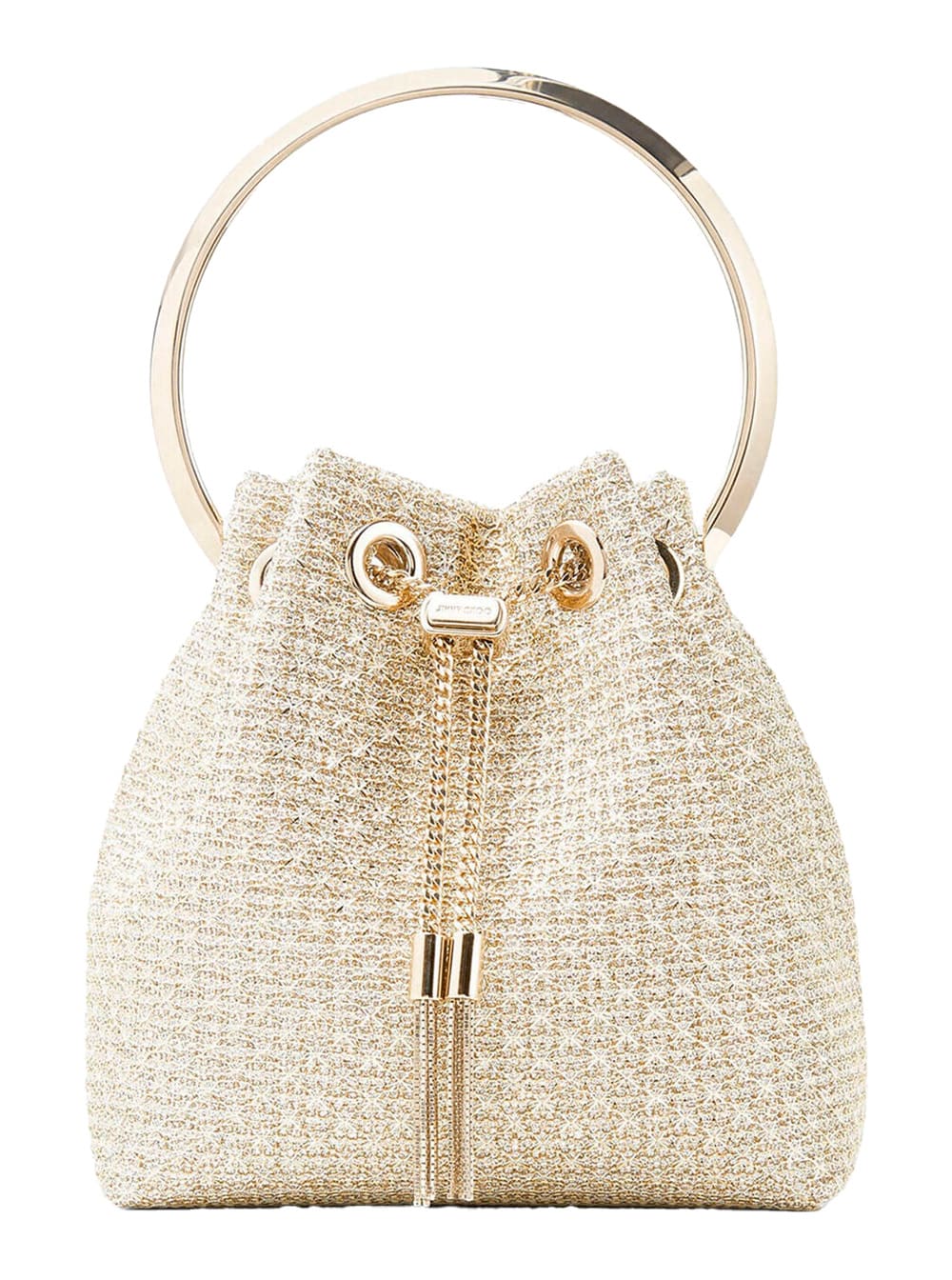 Jimmy Choo Bon Bon Metallic Handbag With Chain-link Shoulder Strap And Round Top Handle In Mesh Woman